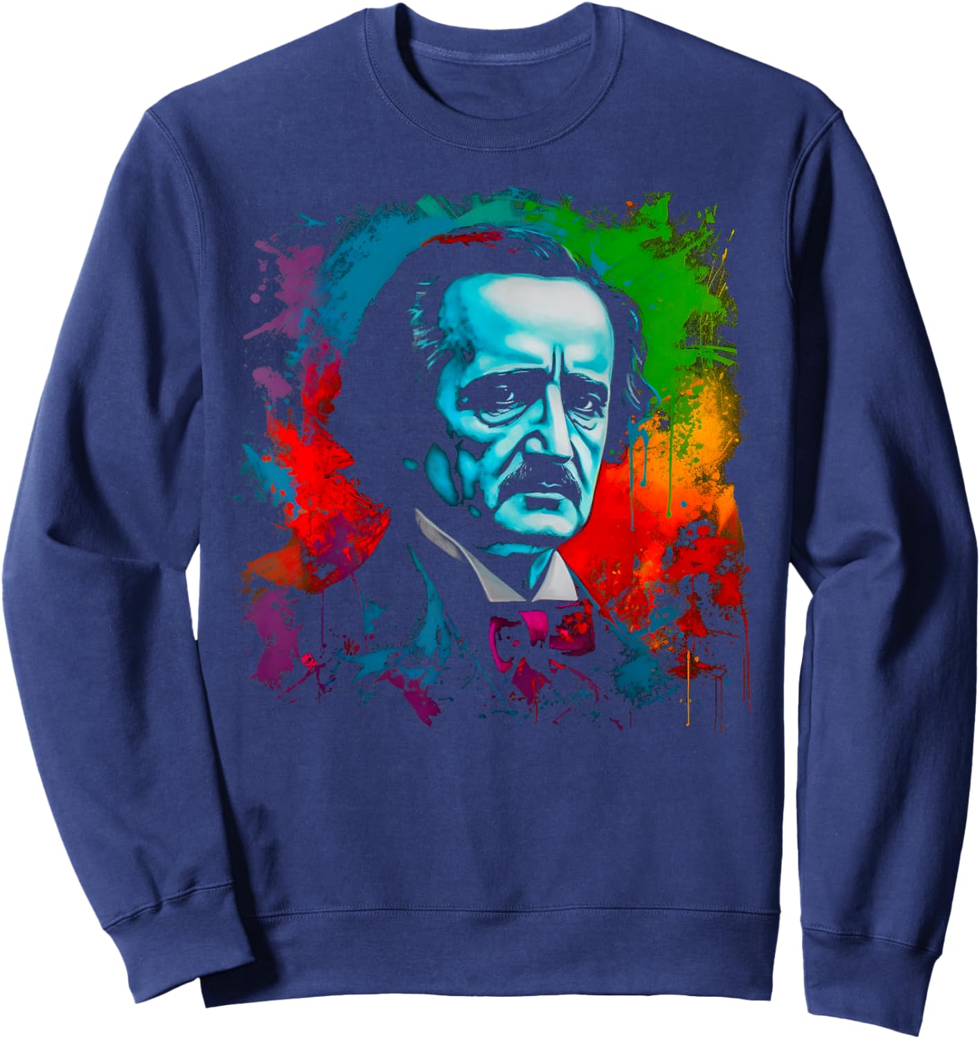 ExpressionWear Edgar Allan Poe Horror - -Adults, Black, Small, Short Sleeve, Classic Fit, Cotton, Polyester Sweatshirt - Sweatshirt | Navy