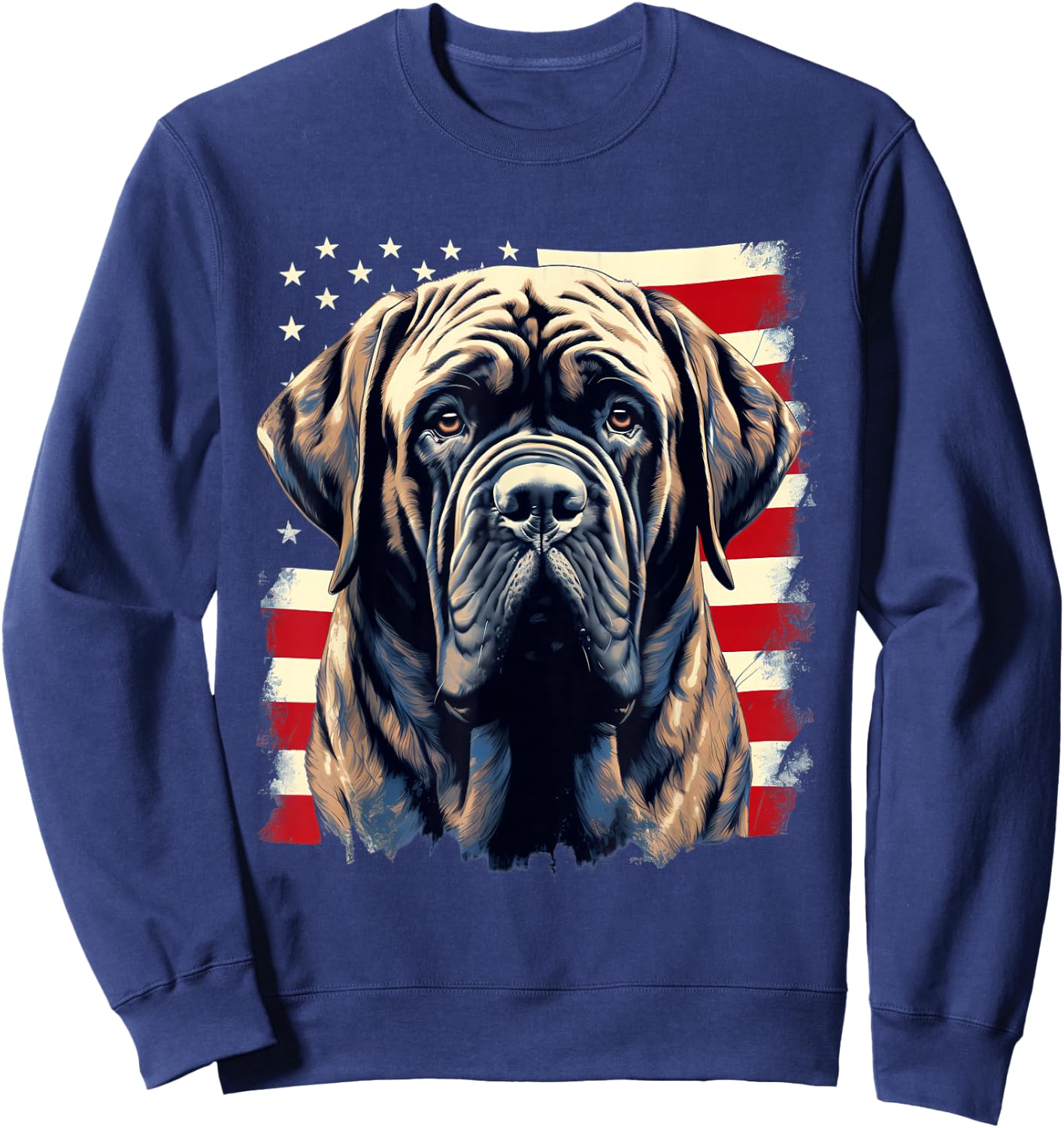 4th of July US Flag English Mastiff Dog Sweatshirt - Sweatshirt | Navy