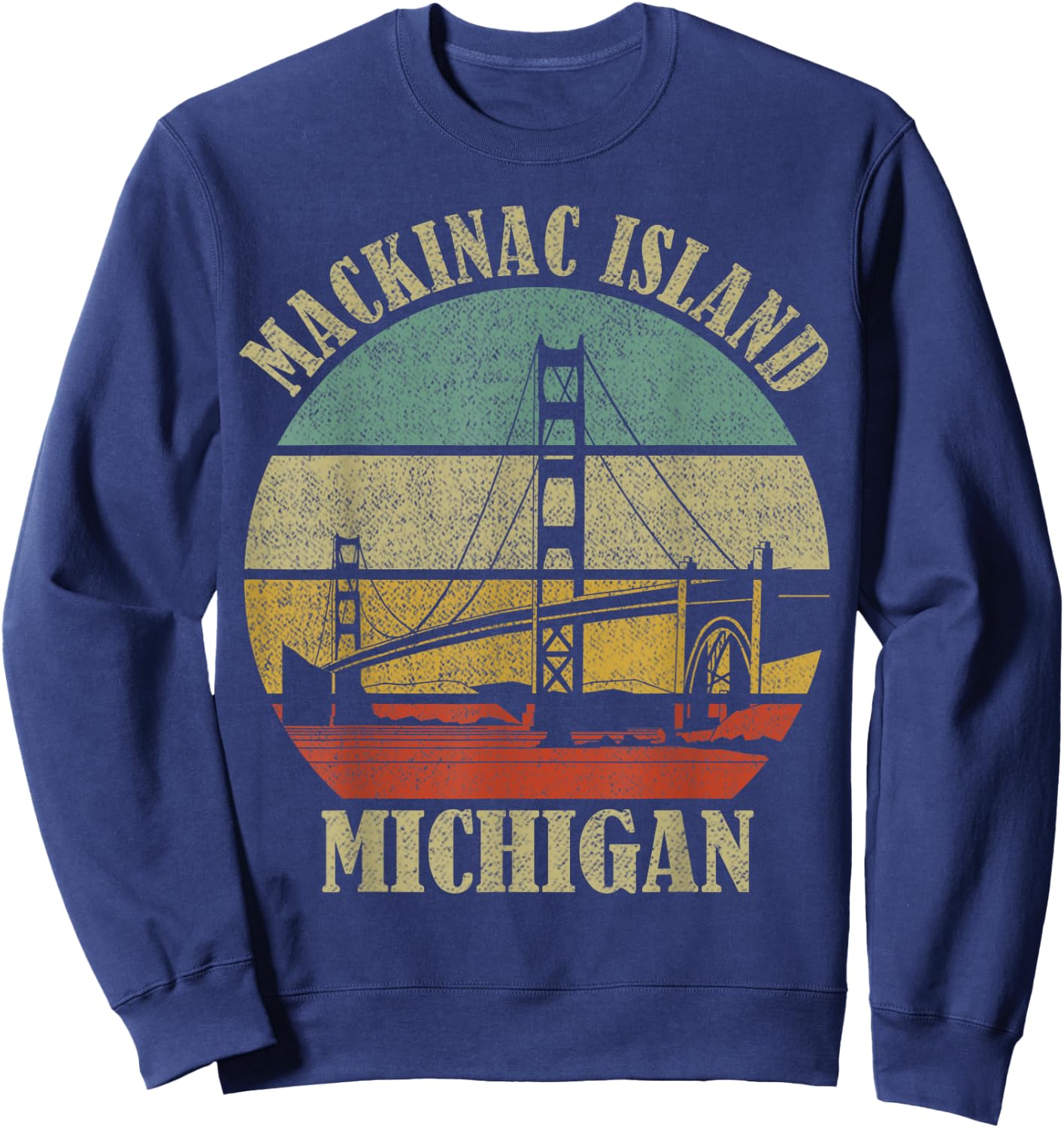 Mackinac Island Bridge Michigan Great Lakes Huron Ferry Trip Sweatshirt - Sweatshirt | Navy