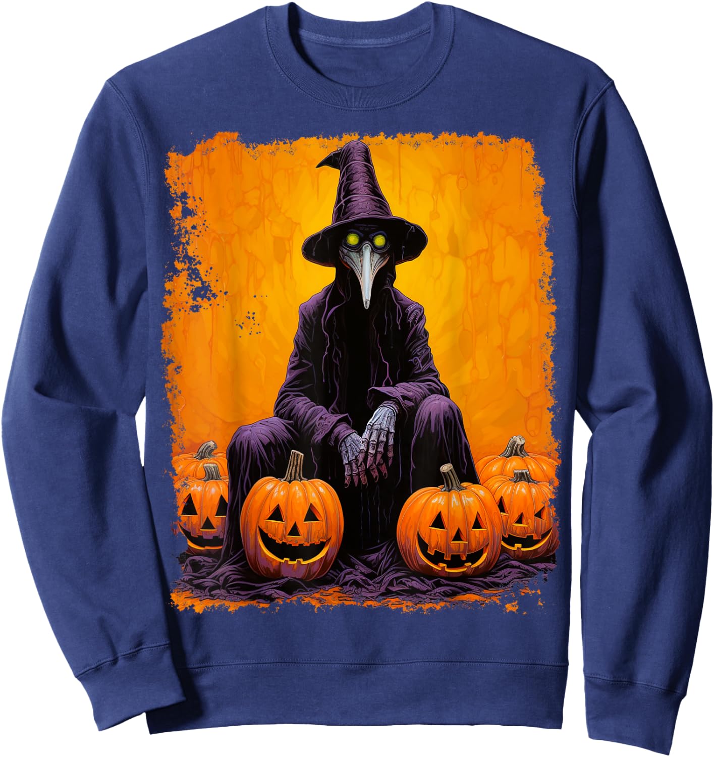 Pop Art Halloween Theme Plague Doctor Sweatshirt - Sweatshirt | Navy