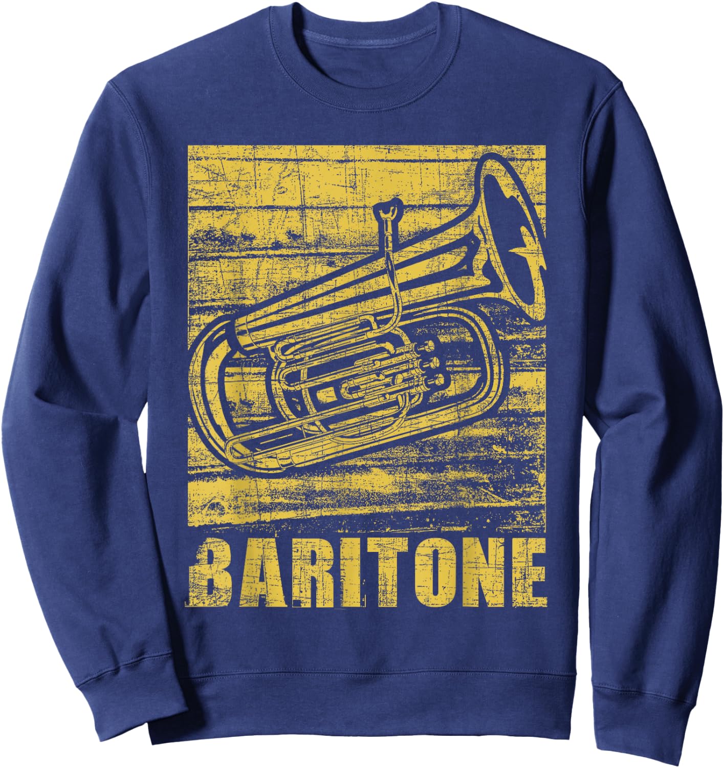 Baritone - Distressed Euphonium Lover Marching Bandmaster Sweatshirt - Sweatshirt | Navy