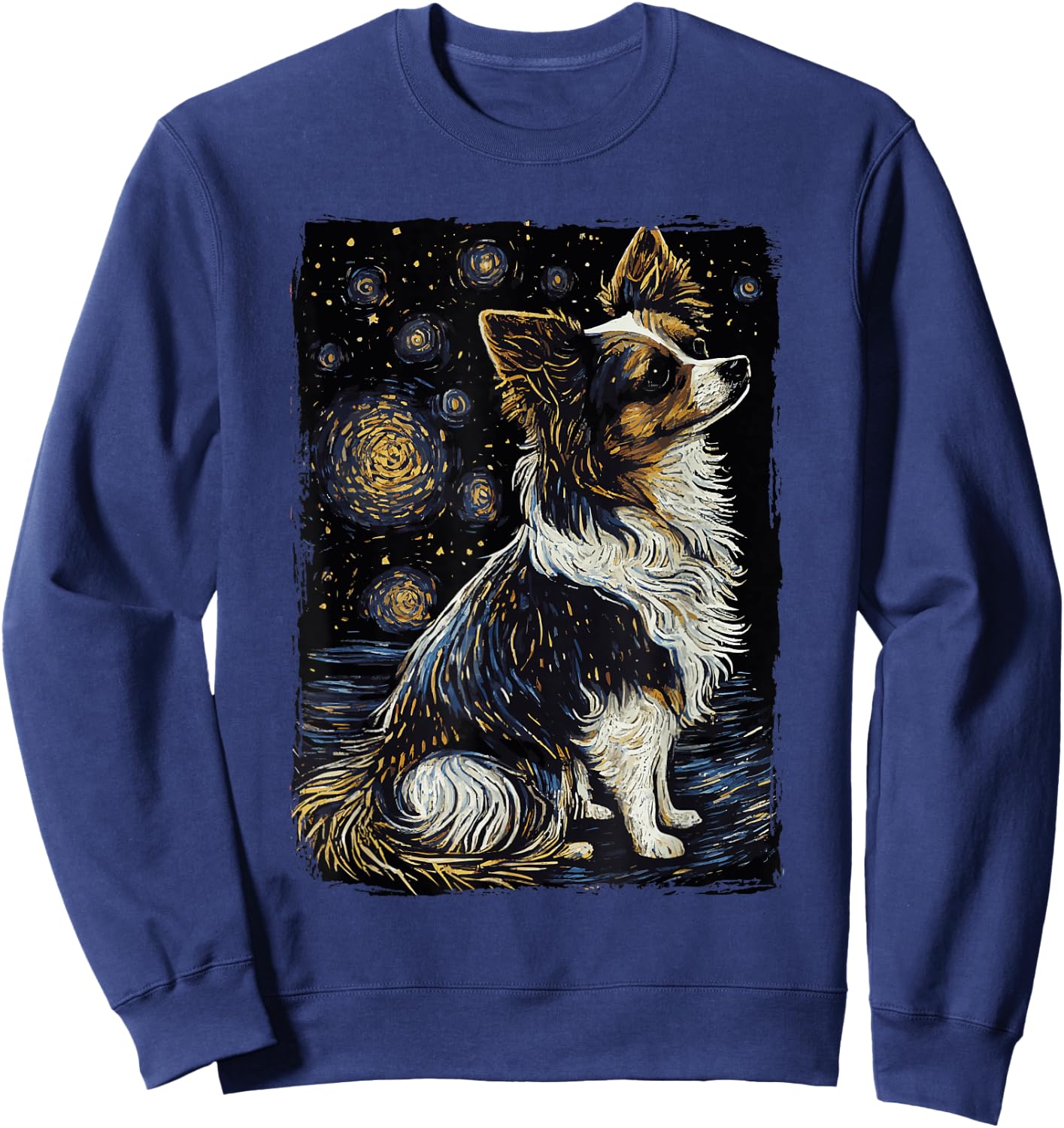 Papillon Starry Night Dog Sweatshirt - Sweatshirt | Navy