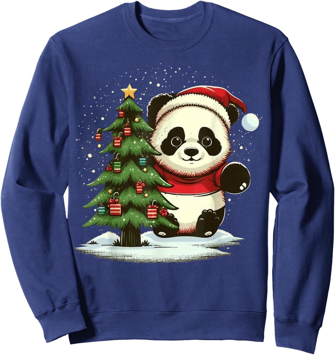 Xmas Panda Santa on Christmas Panda Sweatshirt - Sweatshirt | Navy