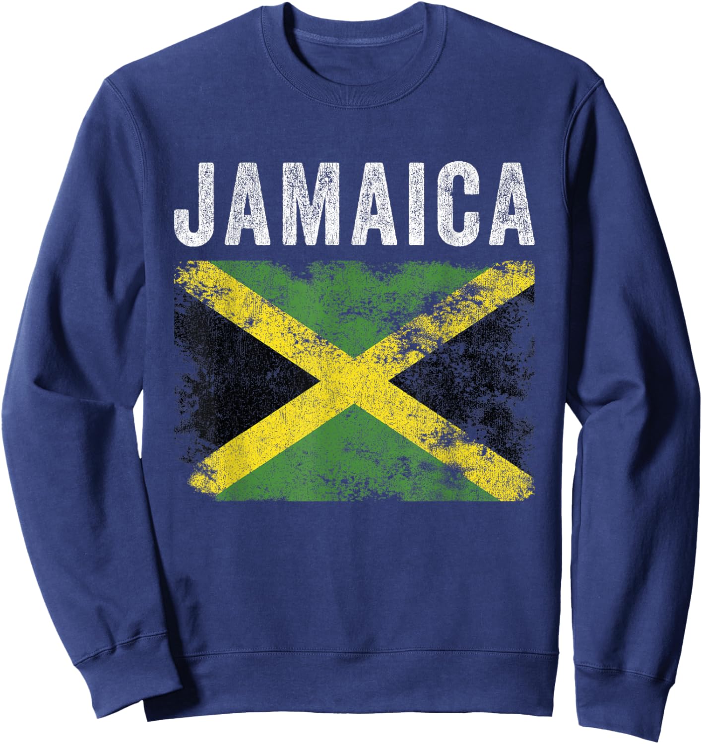 Jamaica Flag Distressed - Men Women Kids - Jamaican Flag Sweatshirt - Sweatshirt | Navy