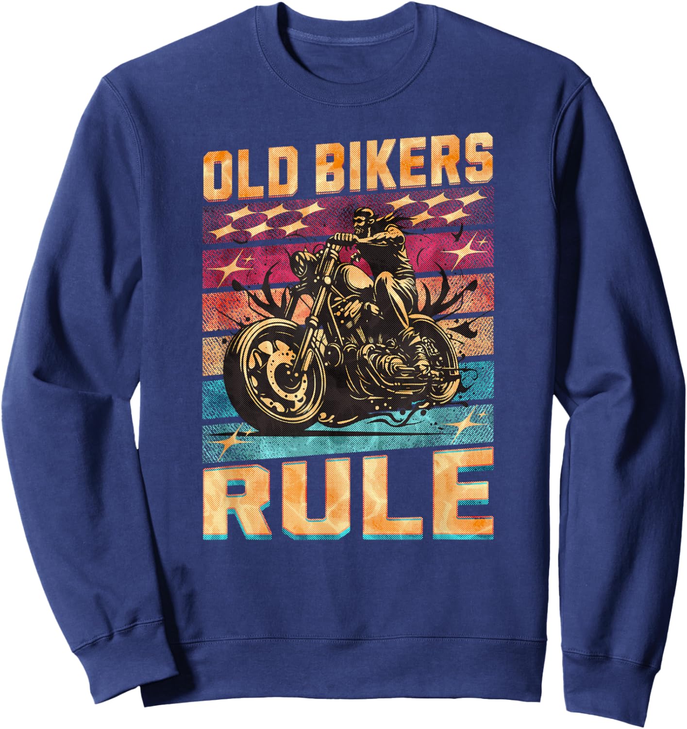 Old Bikers Rule Old Guys Motorcycle Biker Sweatshirt - Sweatshirt | Navy