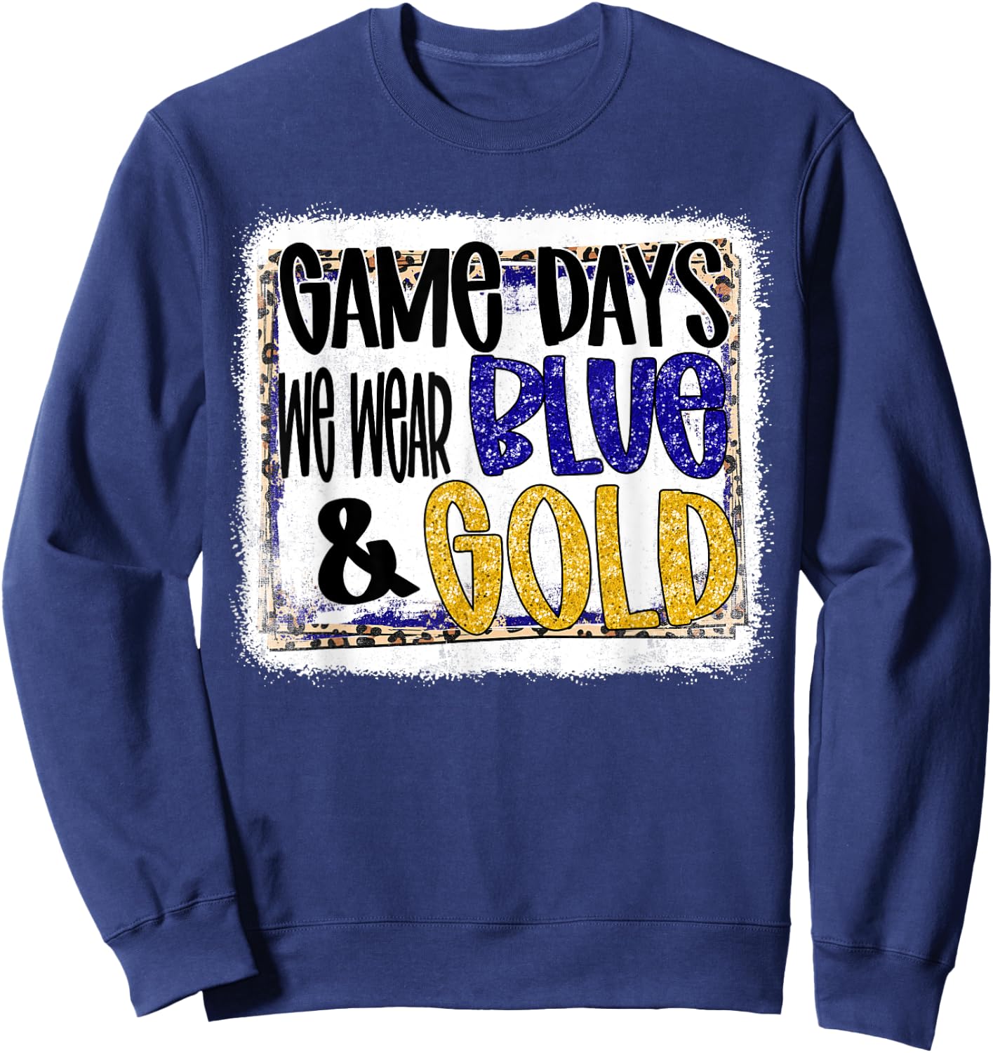 On Gameday Football We Wear Blue And Gold School Spirit Sweatshirt - Sweatshirt | Navy