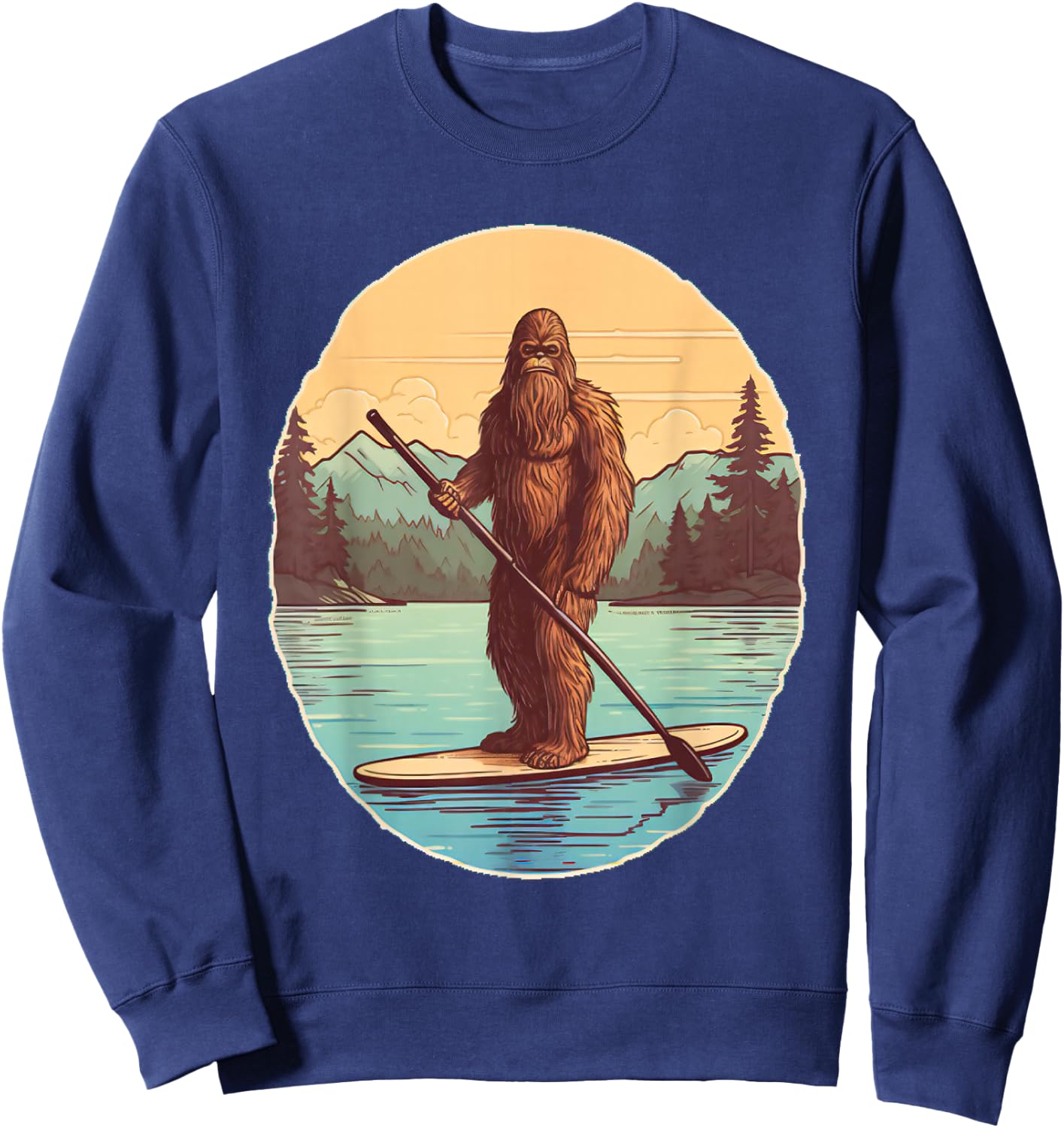 Funny Paddleboarding Bigfoot Paddleboard SUP Paddle Board Sweatshirt - Sweatshirt | Navy
