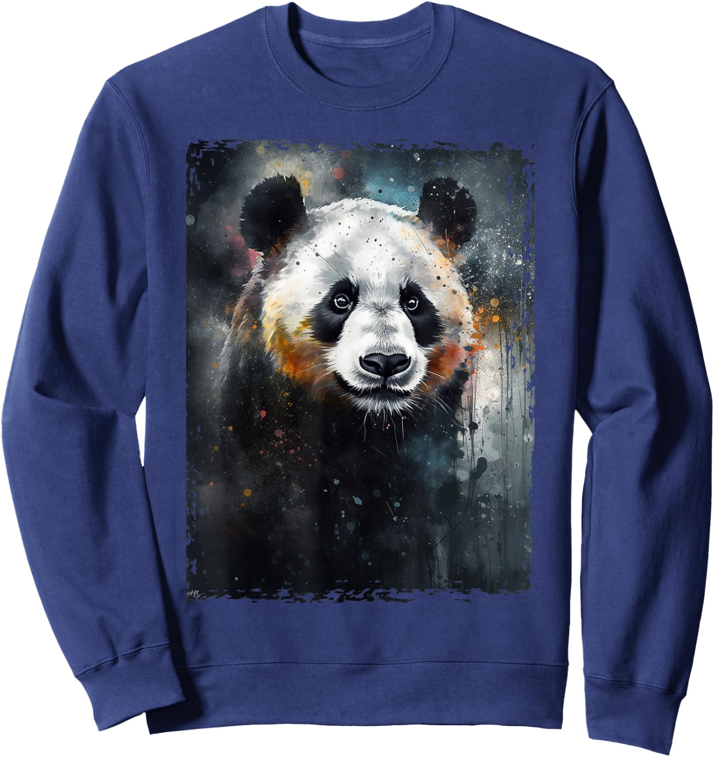 Colorful Beautiful Panda Watercolor Panda Lovers Oil Painting Boys Kids Funny Sweatshirt - Sweatshirt | Navy