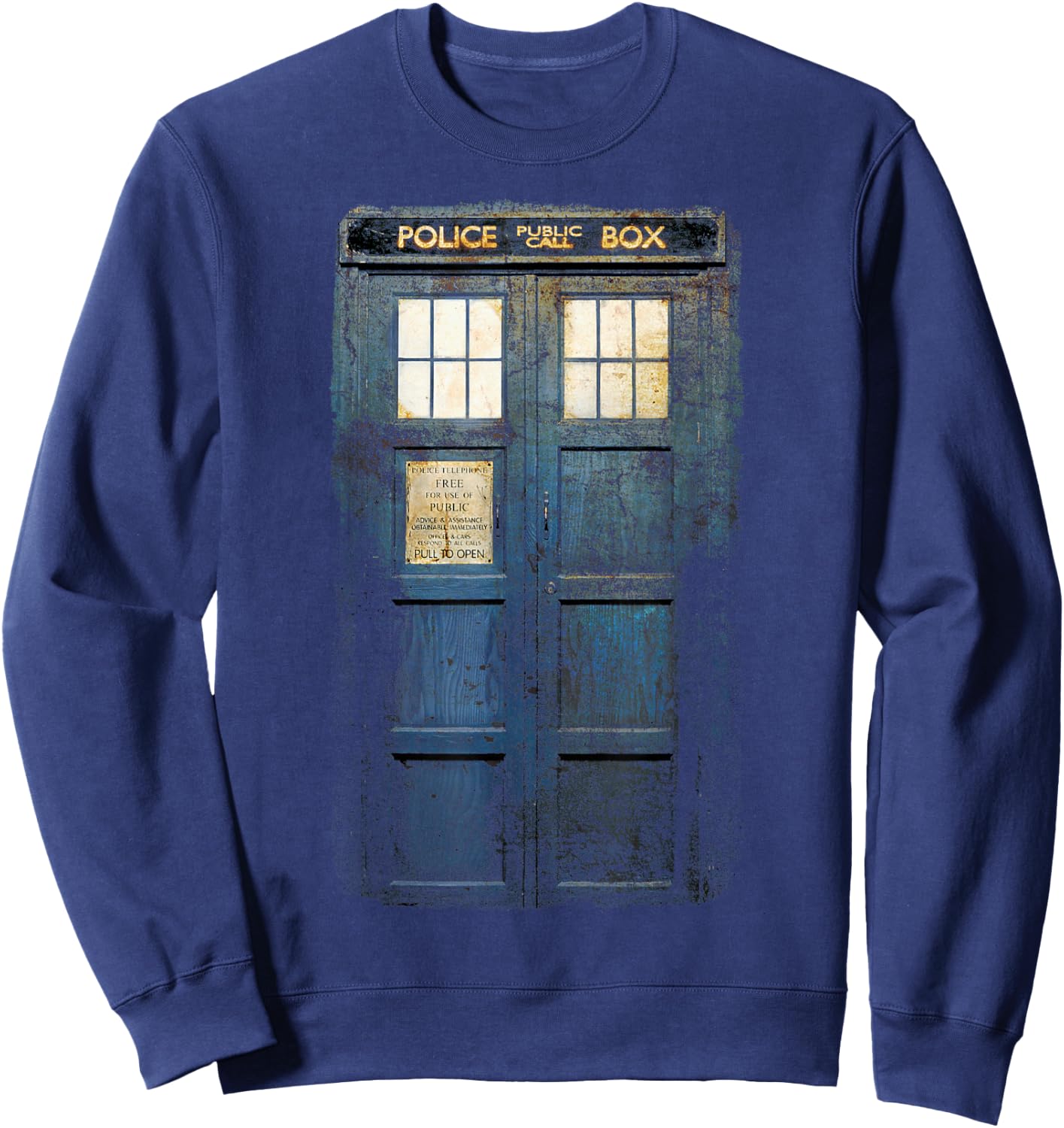 Cosplay Tardis Distressed Time-Traveller Sci-Fan Sweatshirt - Sweatshirt | Navy