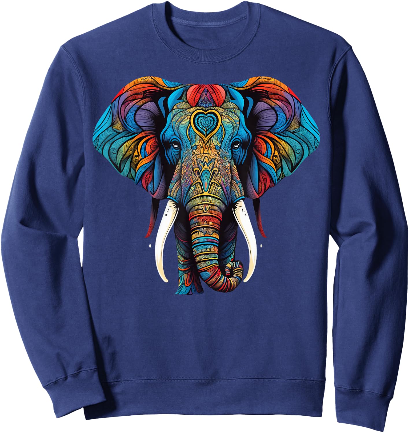 Geometry Elephant Mandala Art Sweatshirt - Sweatshirt | Navy