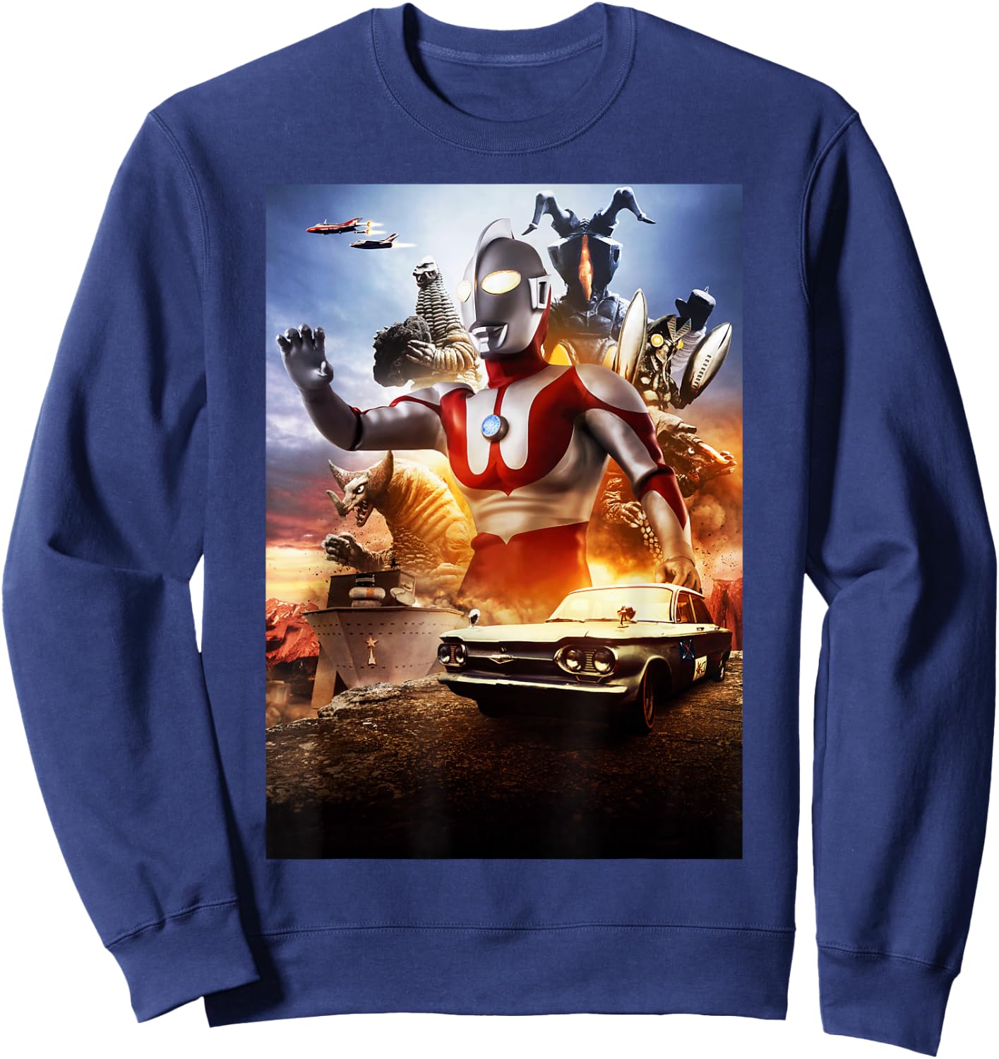 The First 1966 ULTRAMAN Poster Visual Design B Sweatshirt - Sweatshirt | Navy