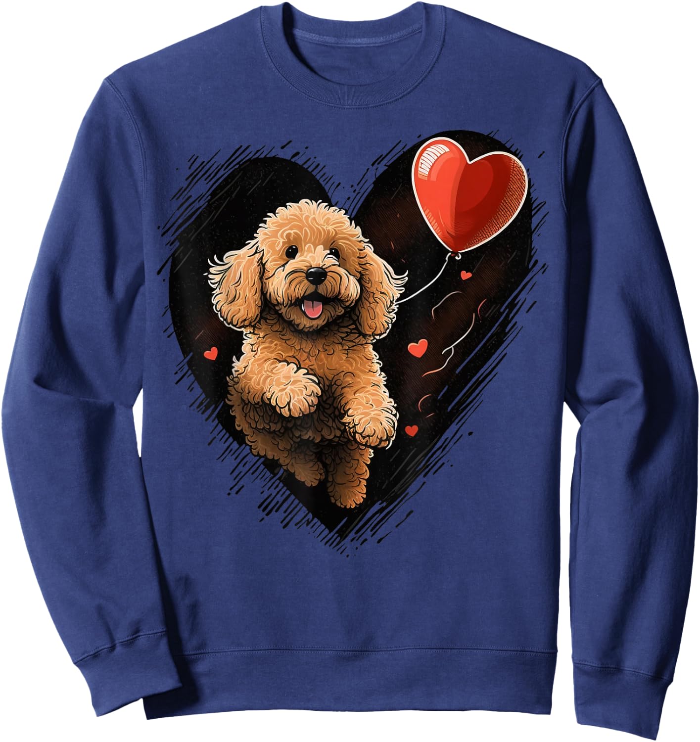 Goldendoodle Heart for Valentines Day on Golden Doodle Lover Sweatshirt - Sweatshirt | Navy