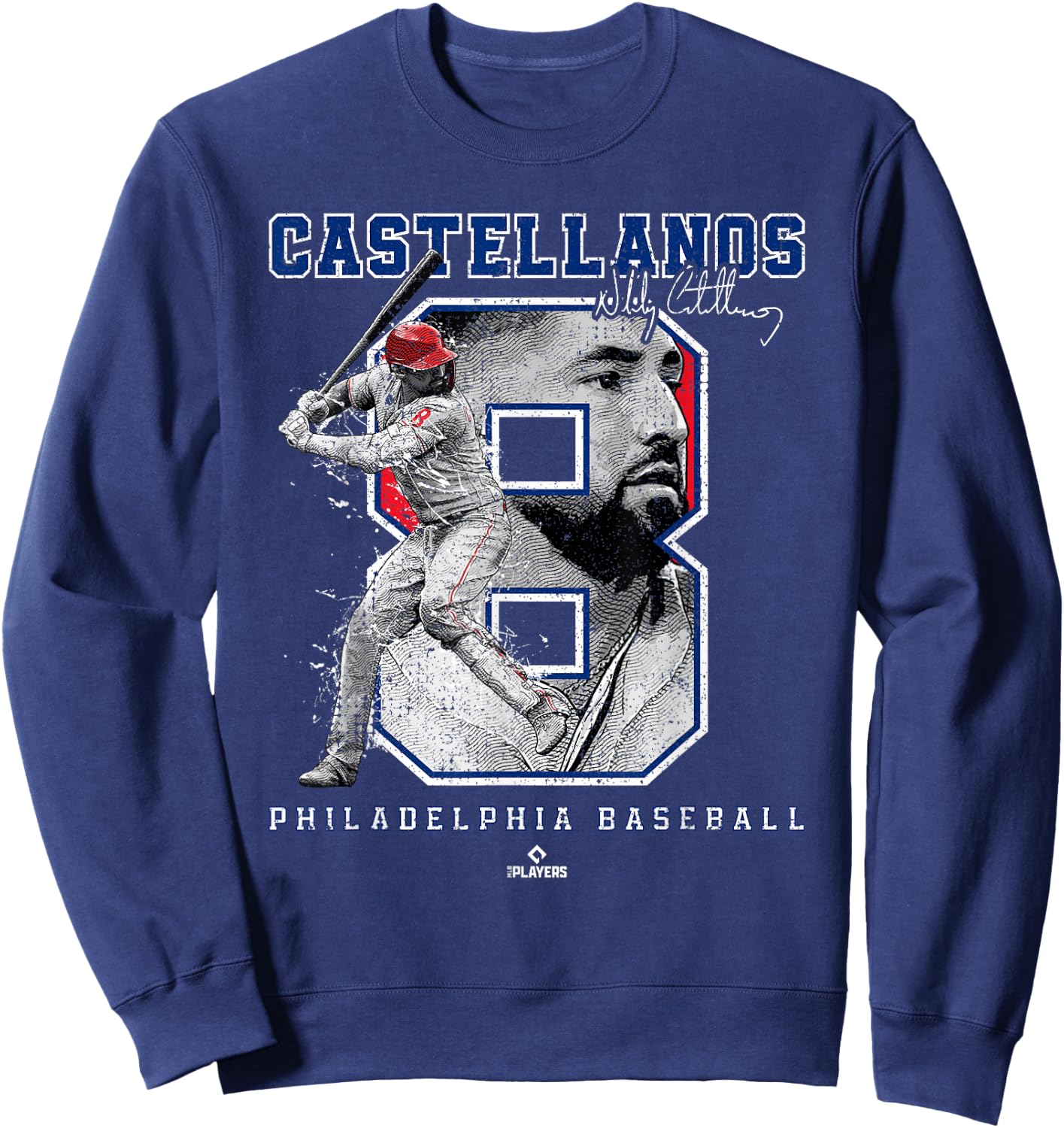 Number and Portrait Nick Castellanos Philadelphia MLBPA Sweatshirt - Sweatshirt | Navy