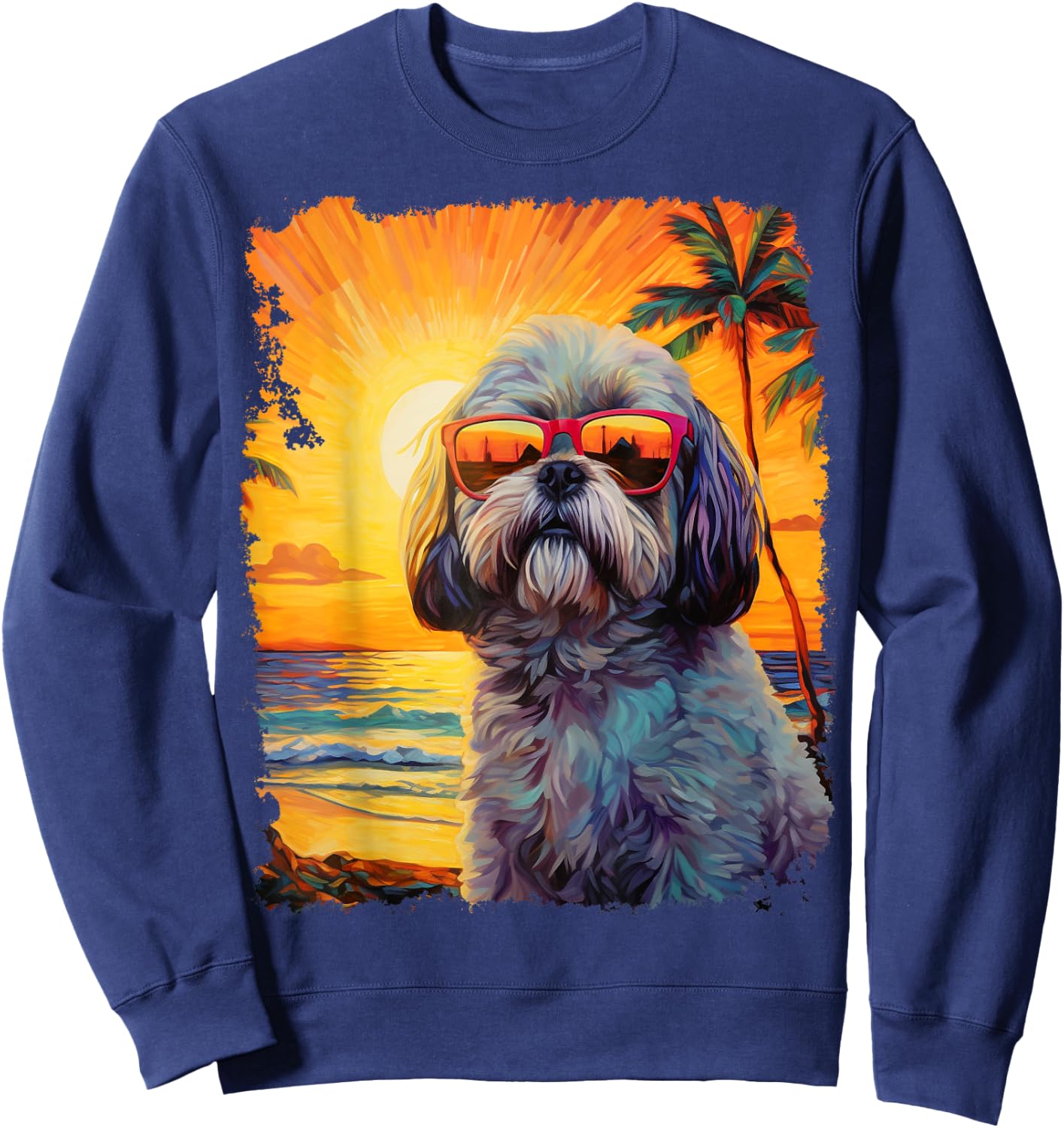 Dog Hawaiian Shih Tzu Sweatshirt - Sweatshirt | Navy