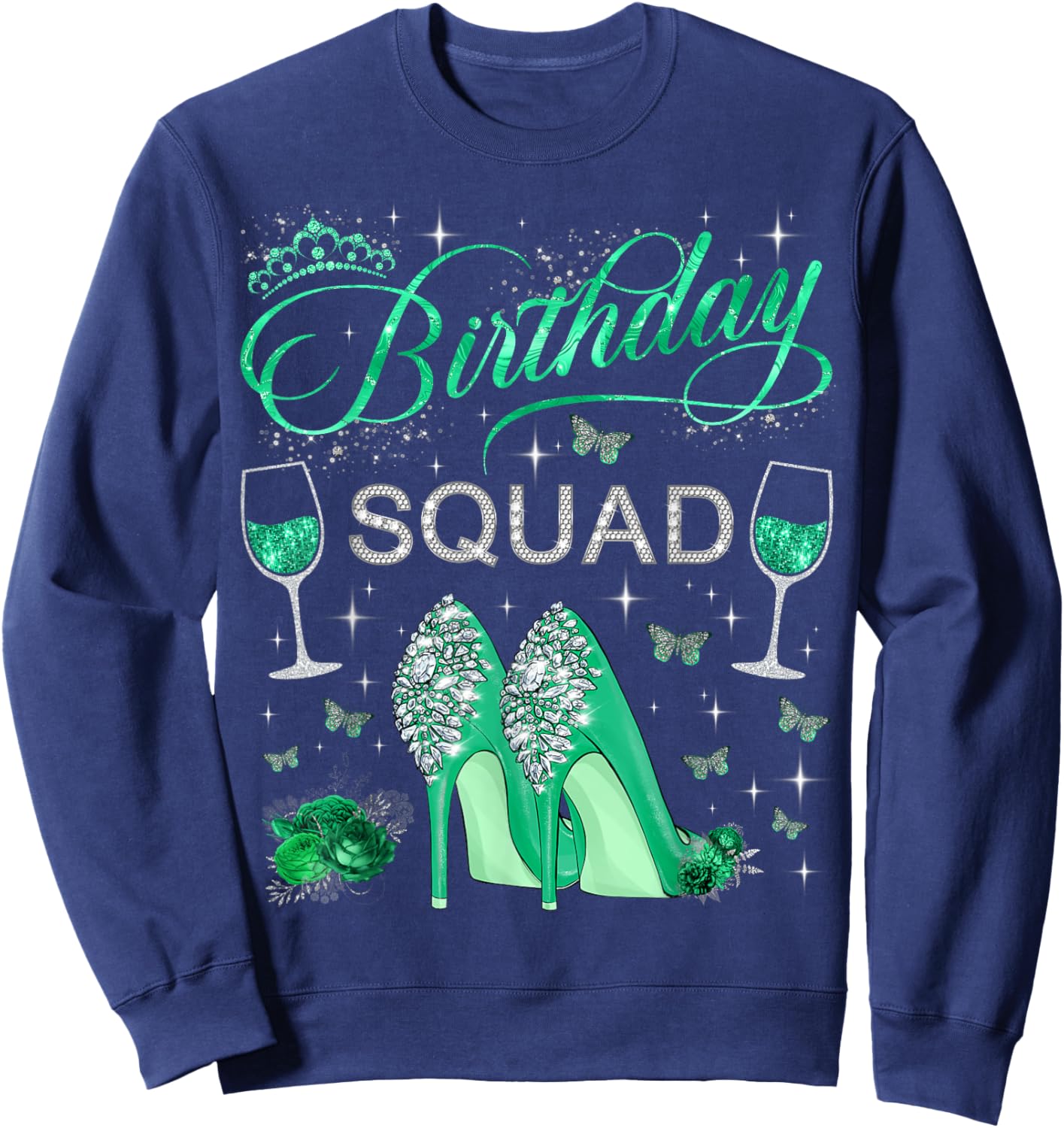 Birthday squad Diva Squad Butterflies High Heels Women Girls Sweatshirt - Sweatshirt | Navy