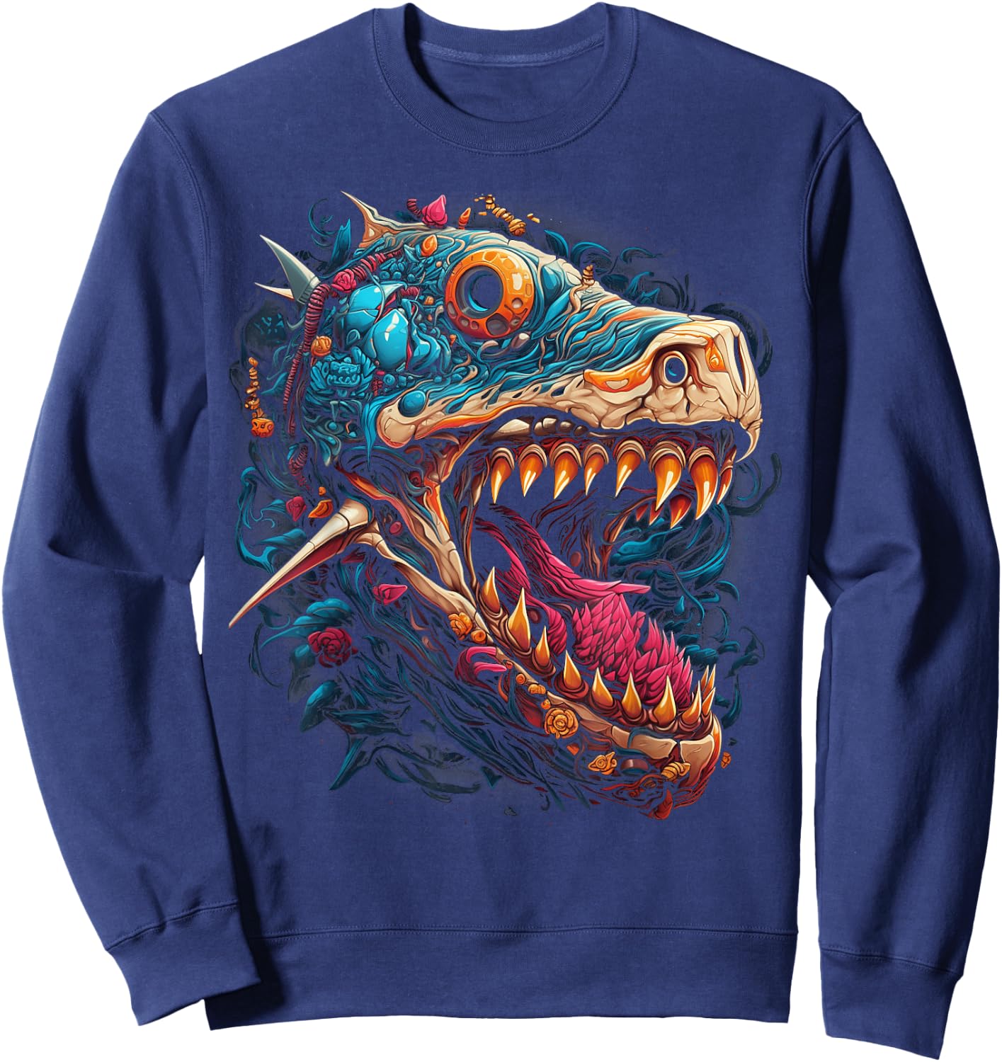 Floral Hammerhead Shark Ocean Design Women Sweatshirt - Sweatshirt | Navy