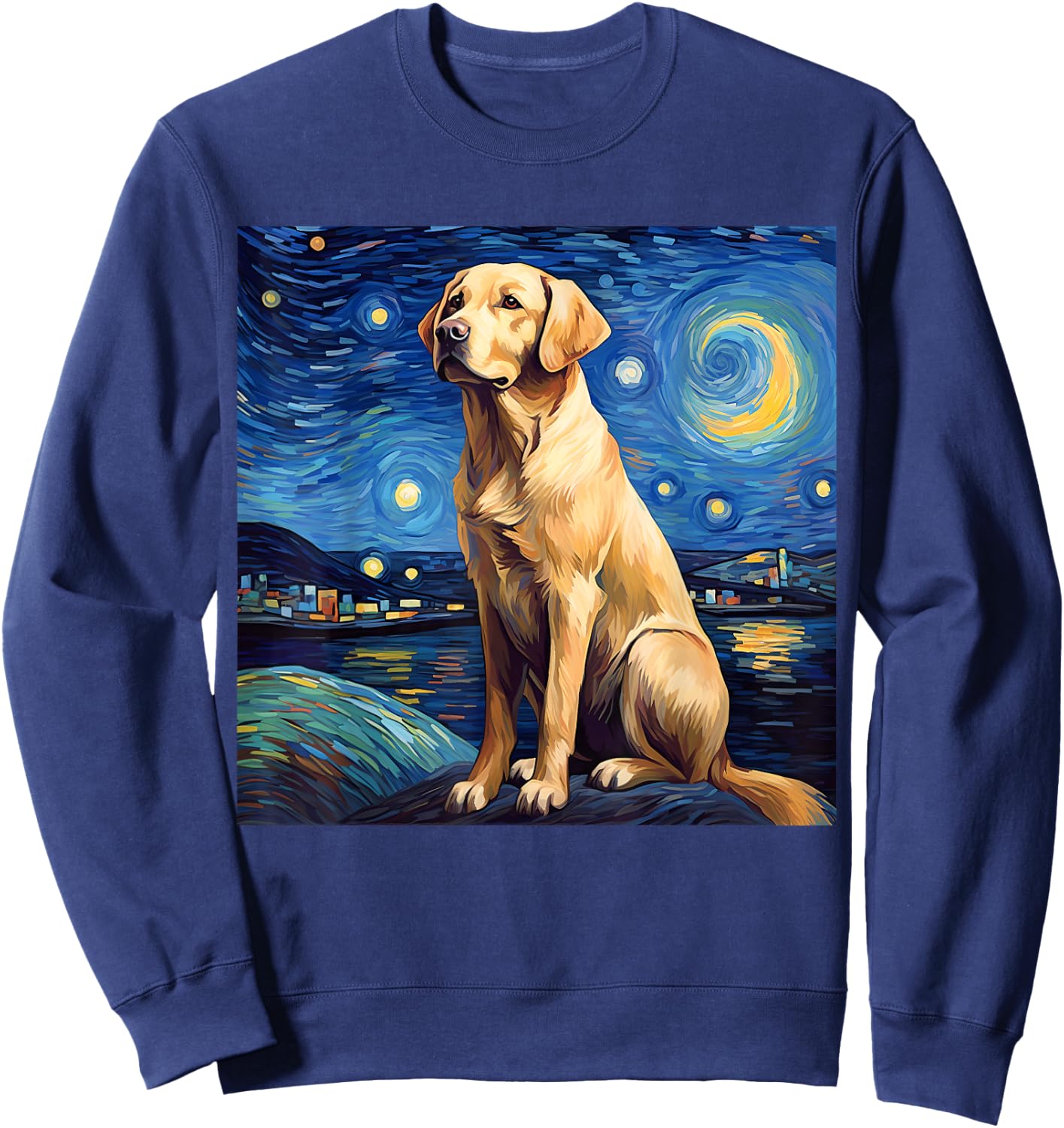 Surreal Starry Night Labrador Retriever Dog Sweatshirt - Sweatshirt | Navy