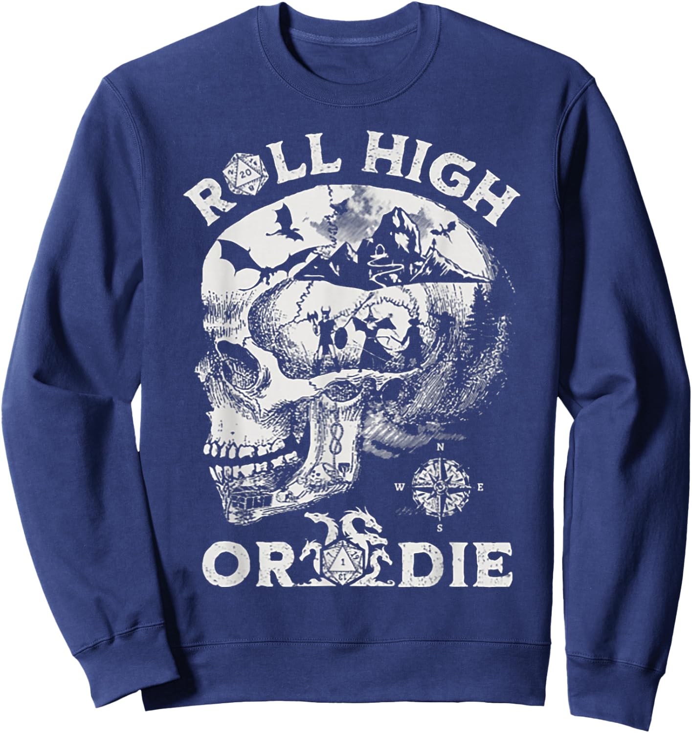 Roll High Or Die Skull Sweatshirt - Sweatshirt | Navy