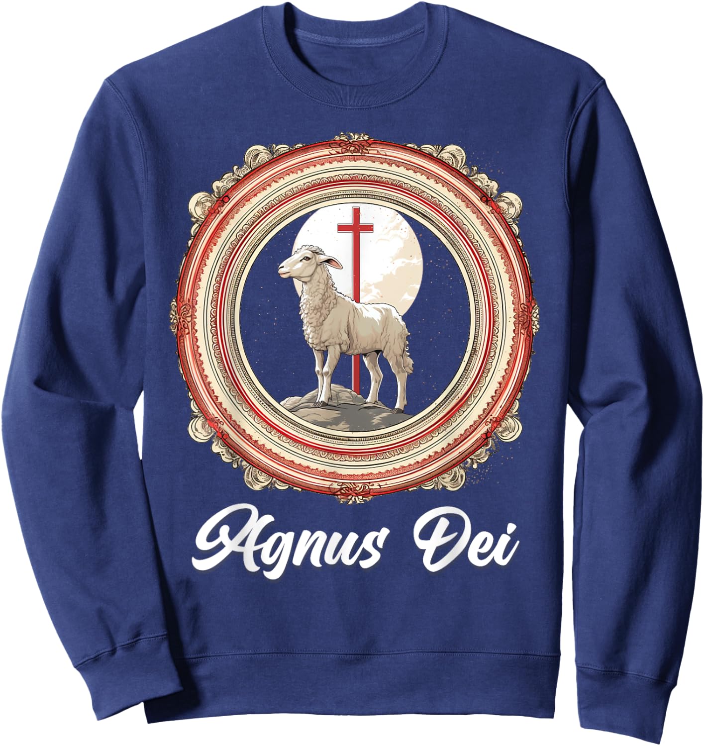 Agnus Dei Sanctus Traditional Latin Mass Catholic Sweatshirt - Sweatshirt | Navy