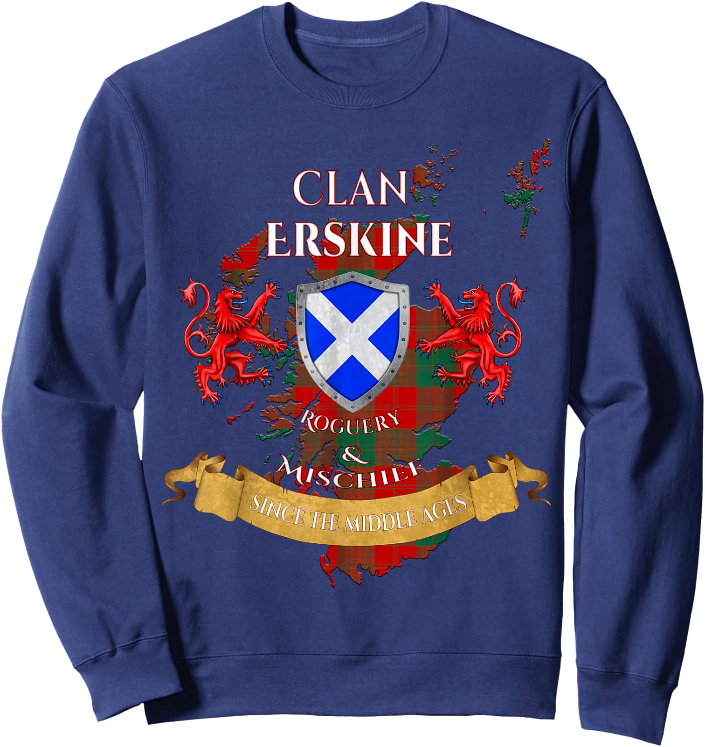 Erskine Scottish Family Clan Middle Ages Mischief Sweatshirt - Sweatshirt | Navy