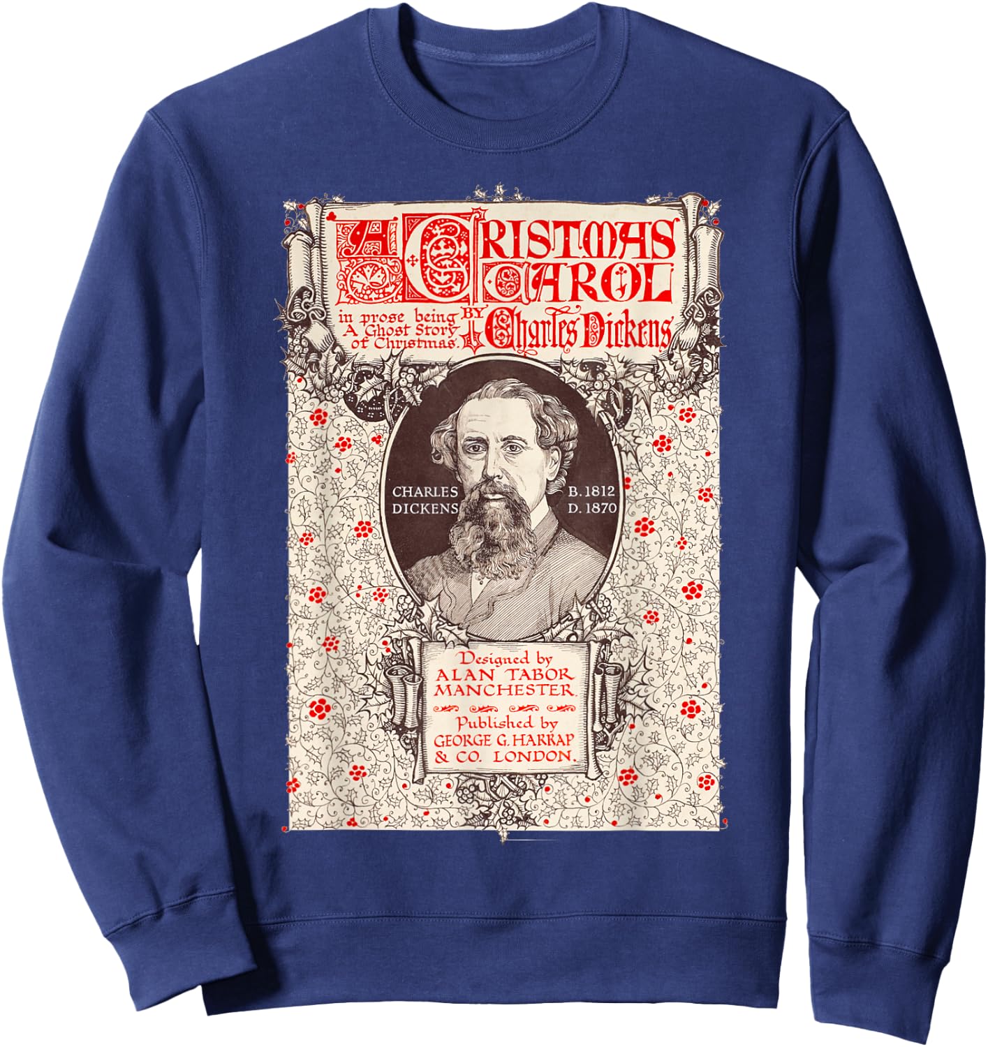 A Christmas Carol Collectors Society Dickens Scrooge Christmas Carol Vintage Black -Adults Sweatshirt - Sweatshirt | Navy