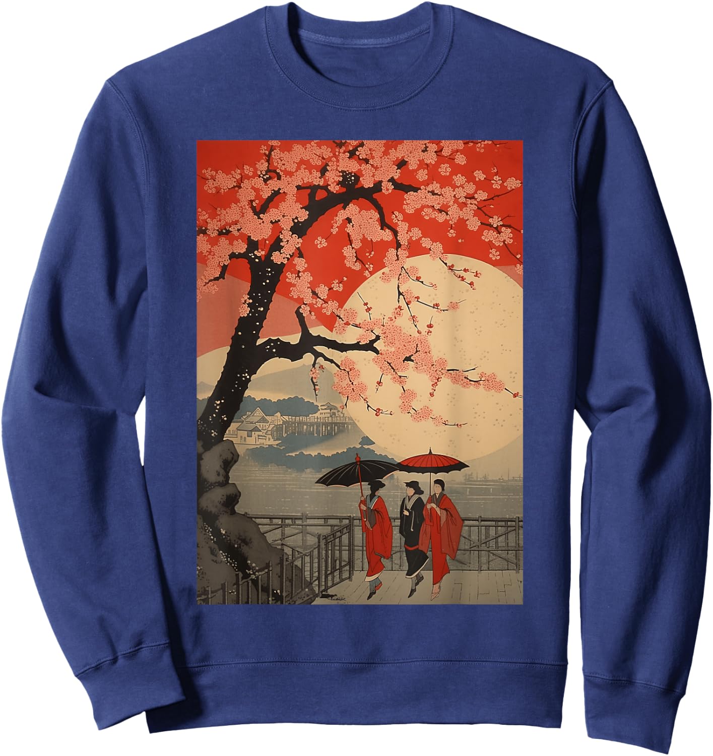Cherry Blossom Sakura Japanese Graphical Art Sakura Sweatshirt - Sweatshirt | Navy