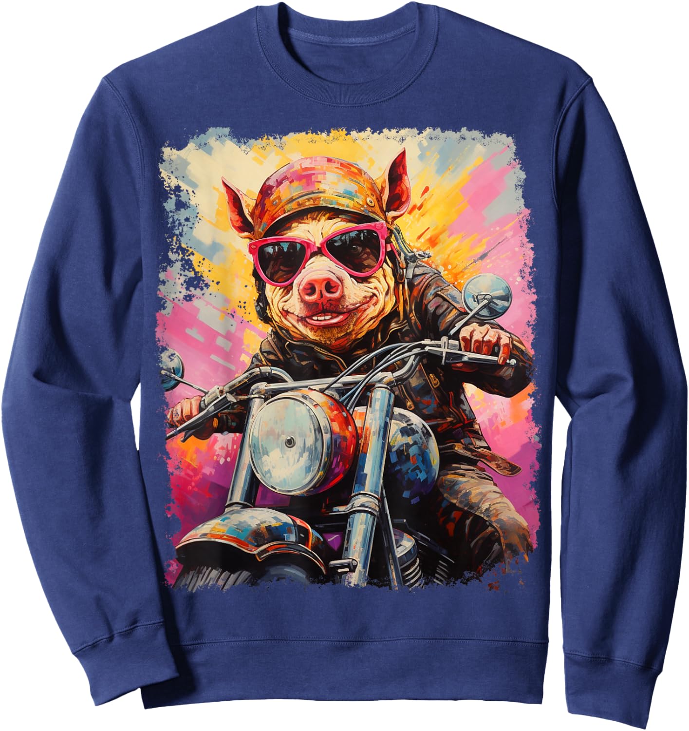 Motorbike Gear Pig on Motorcycle Sweatshirt - Sweatshirt | Navy