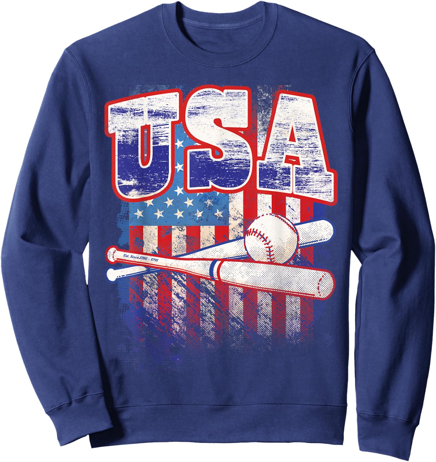 Baseball Shirt American Sport Fan USA Flag 2026 Sweatshirt - Sweatshirt | Navy