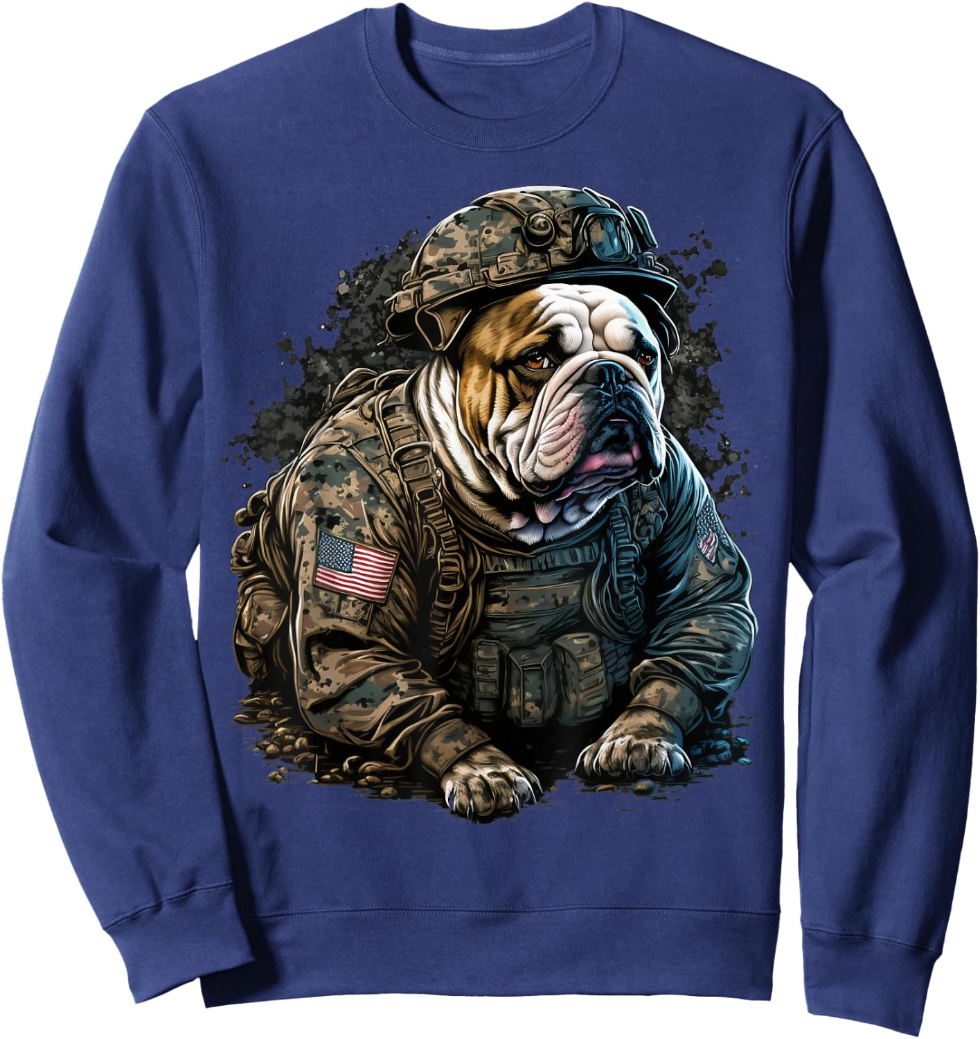 Soldier Bulldog Army Military Bulldog Sweatshirt - Sweatshirt | Navy