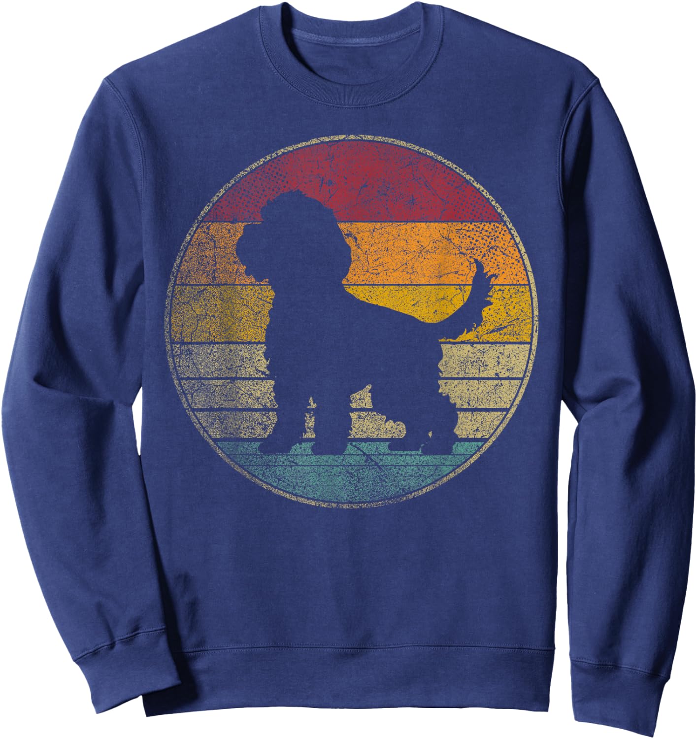 Cockapoo Dog Vintage Silhouette 70s 80s Retro Distressed Sweatshirt - Sweatshirt | Navy
