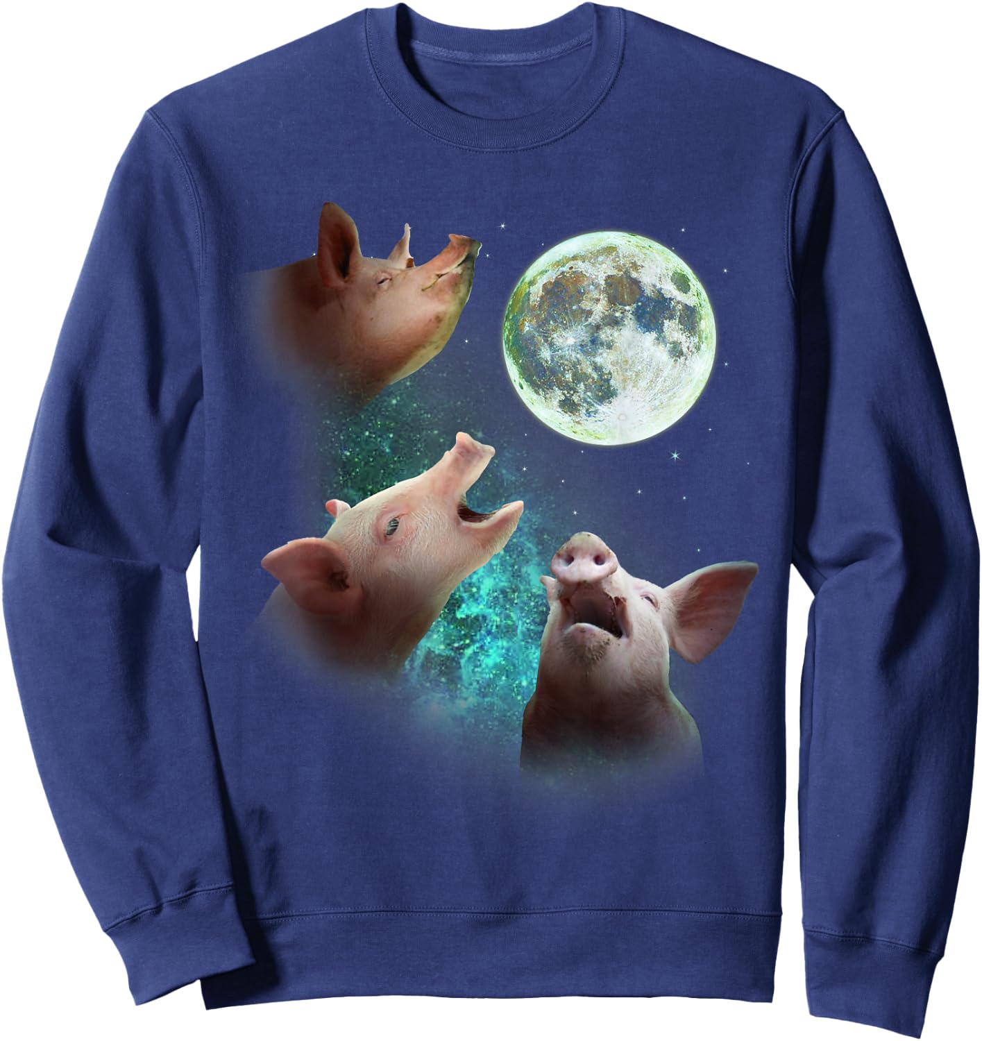 Three Farm Pigs Howl At Moon 3 Wolfs Wolves Funny Parody Sweatshirt - Sweatshirt | Navy