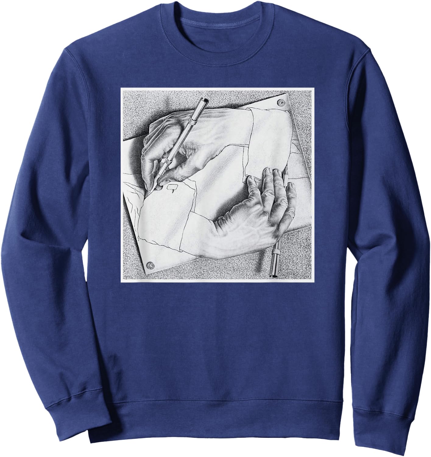 Drawing Hands Illusion Artwork Sweatshirt - Sweatshirt | Navy