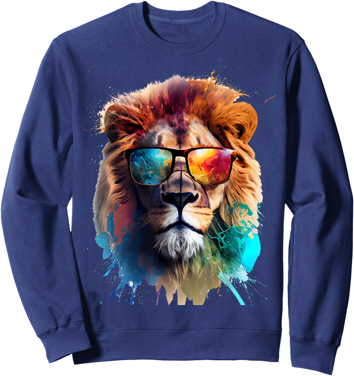 Lion sunglasses favorite animal nature vacationer lions Sweatshirt - Sweatshirt | Navy