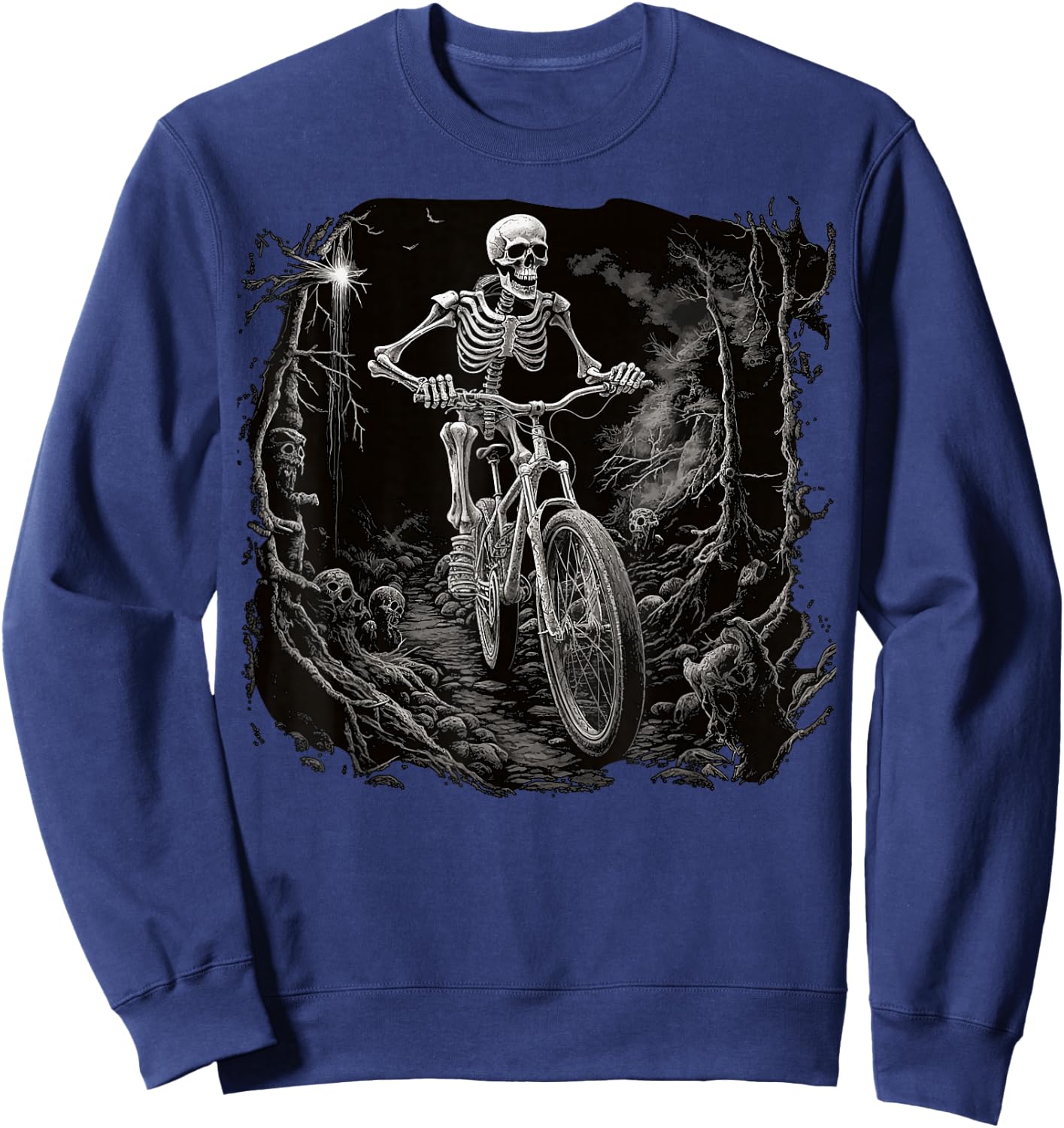 Cycling Skeleton Mountain MTB Bike Cyclist Skeleton Sweatshirt - Sweatshirt | Navy
