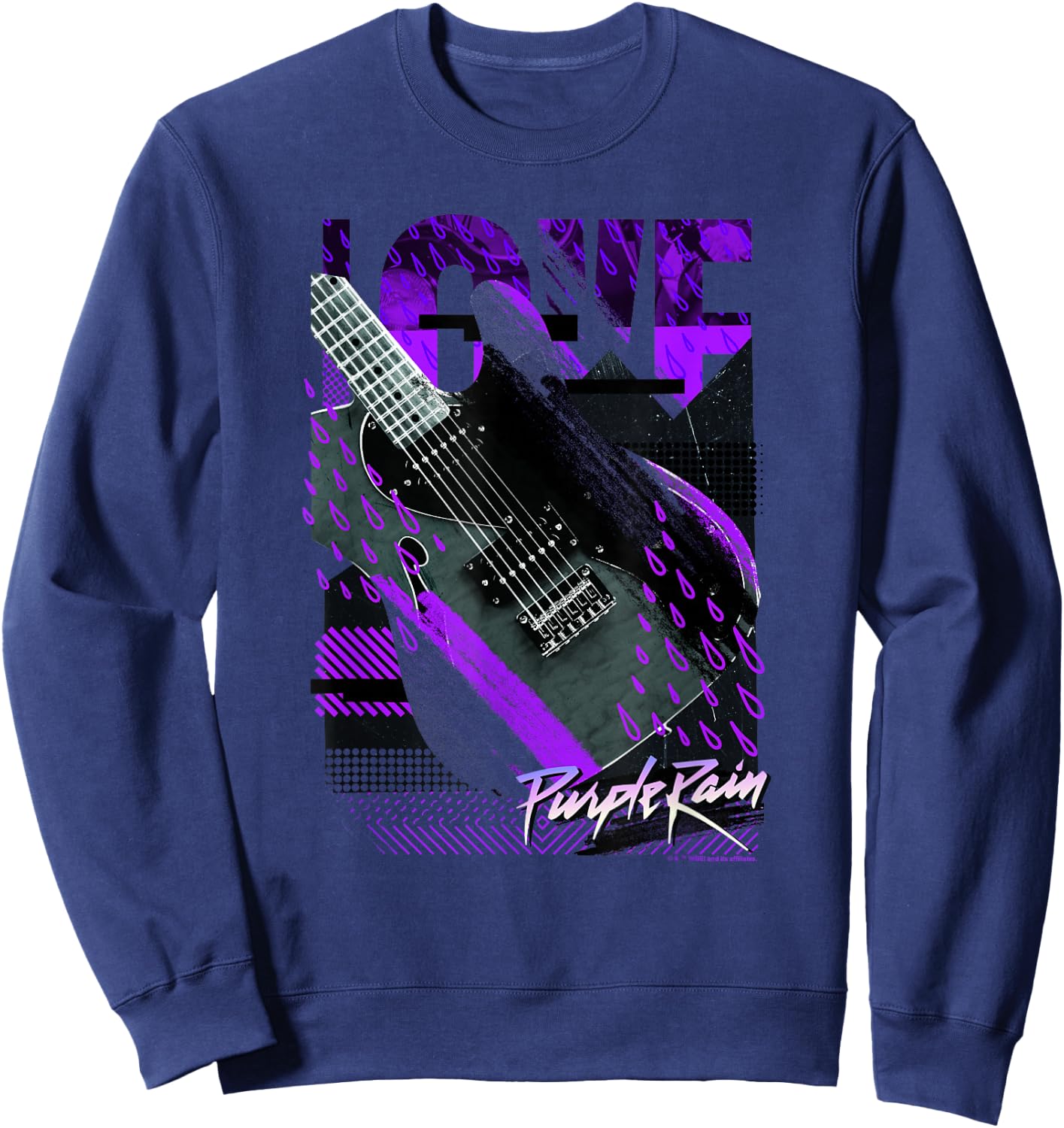 WB100 Purple Rain Love Guitar Retro Prince Collage Logo Sweatshirt - Sweatshirt | Navy