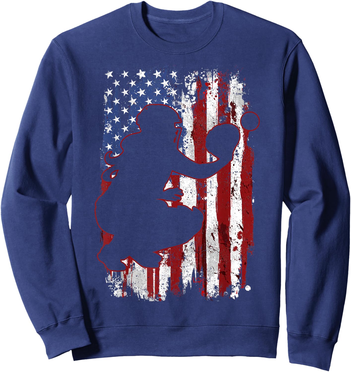 Softball Catcher American Flag Softball Player Sweatshirt - Sweatshirt | Navy