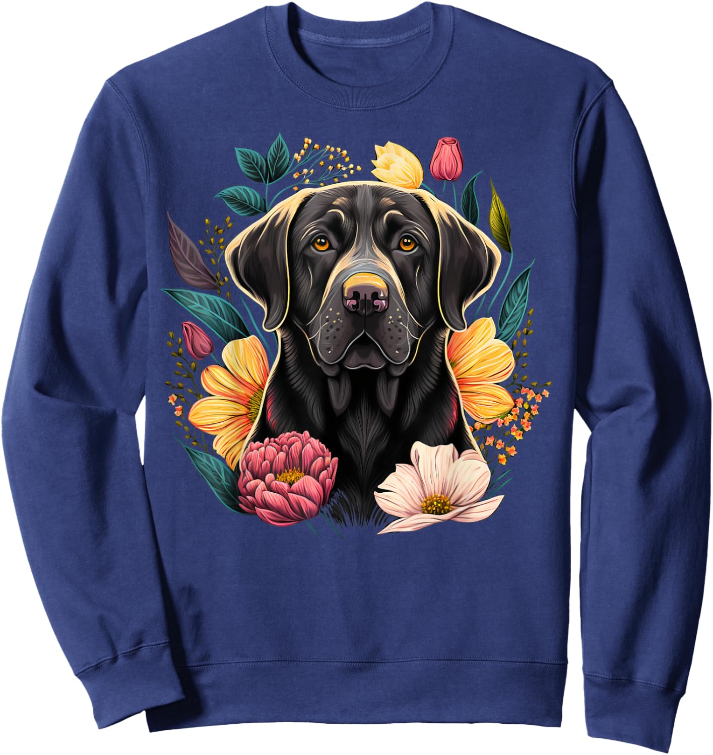 Cute black Labrador Dog on black Labrador Retriever Lover Men Women Kids Sweatshirt - Sweatshirt | Navy