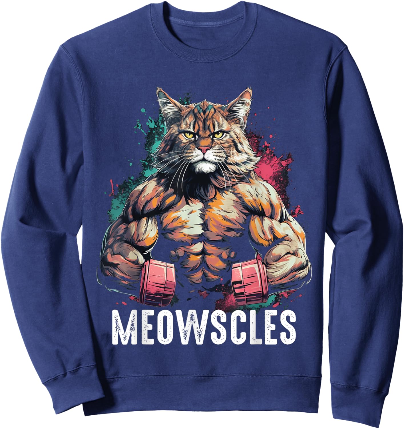 Funny Cat Musculation Gym Weight lifting Cats Lovers Sweatshirt - Sweatshirt | Navy