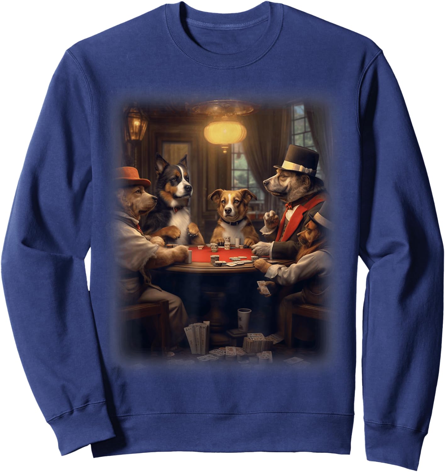 Dogs Playing Poker | A Friend in Need | Funny Dog Lover Art Sweatshirt - Sweatshirt | Navy