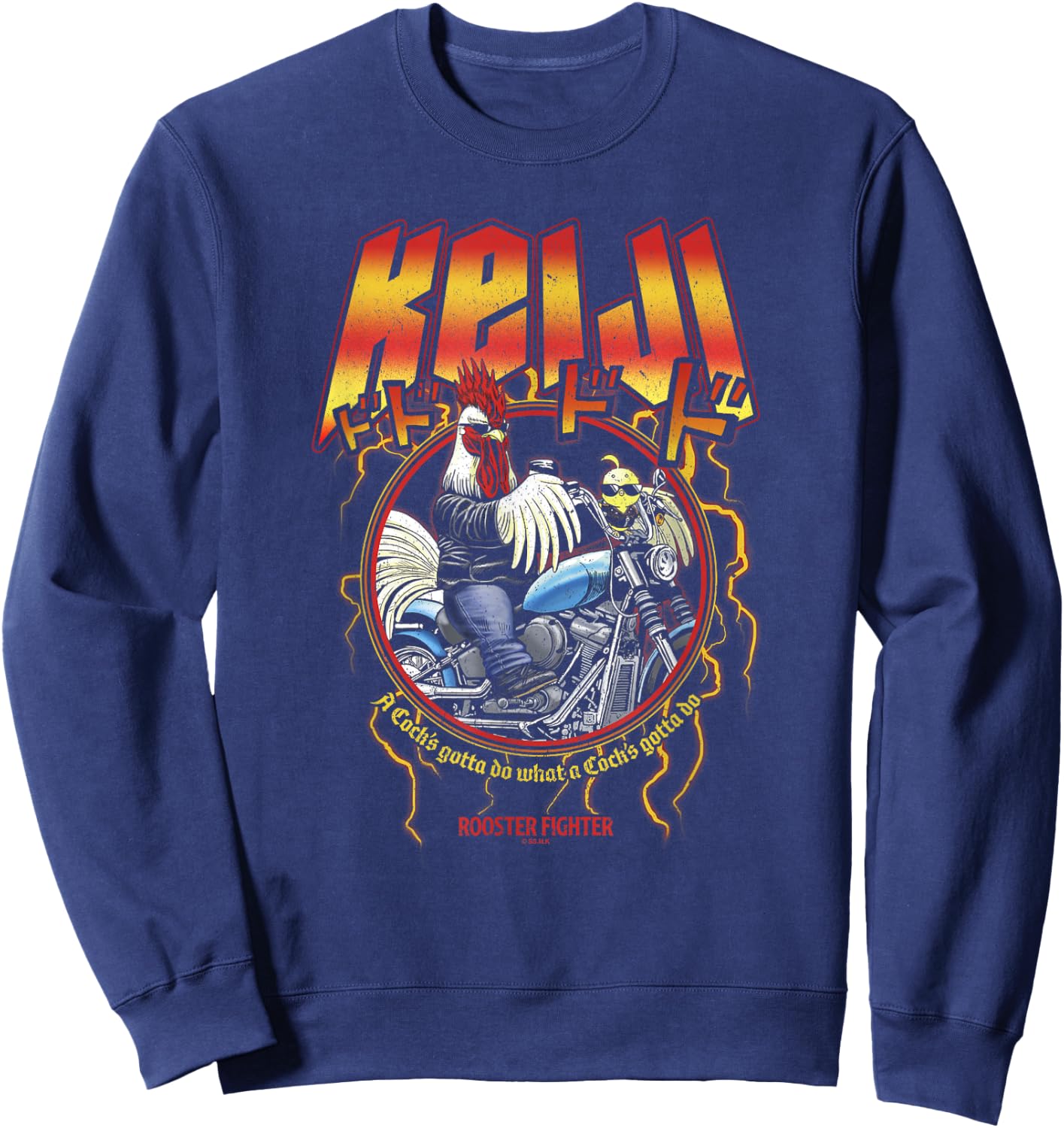 Rooster Fighter Keiji Metal Motorcycle Circle Sweatshirt - Sweatshirt | Navy