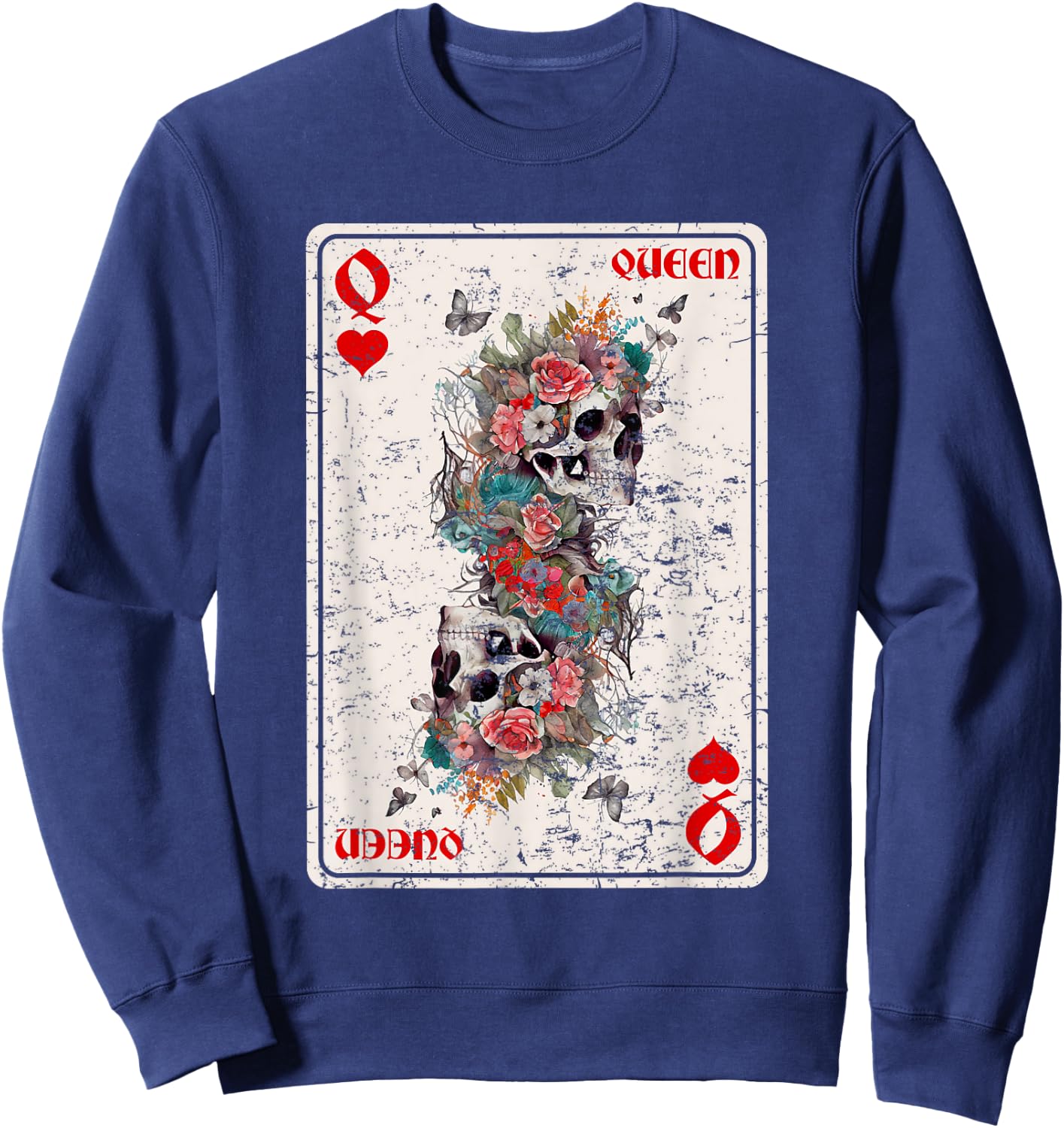 Queen of Hearts Card Game Horror Heart Queen Gothic Sweatshirt - Sweatshirt | Navy