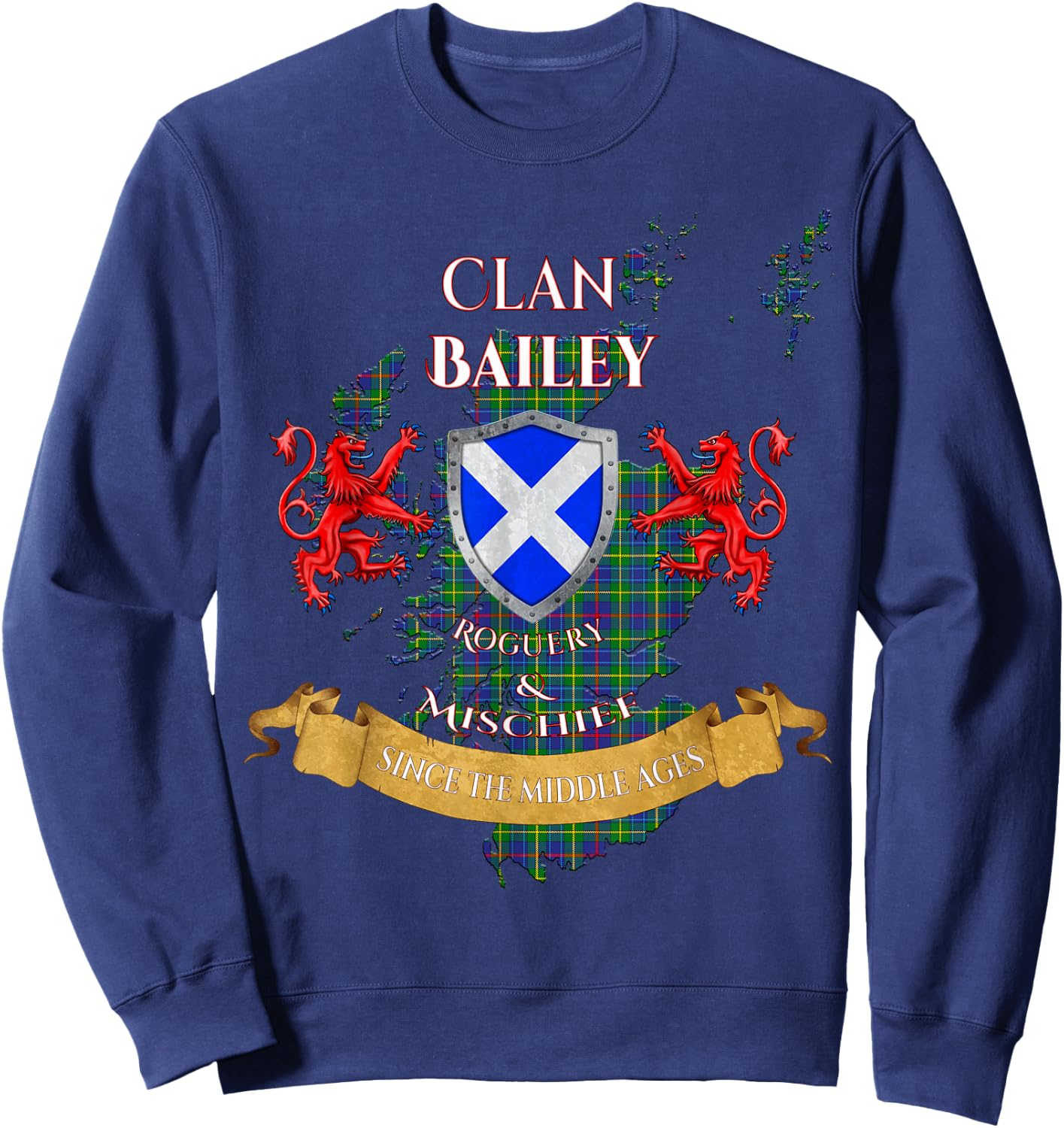Bailey Scottish Family Clan Middle Ages Mischief Sweatshirt - Sweatshirt | Navy