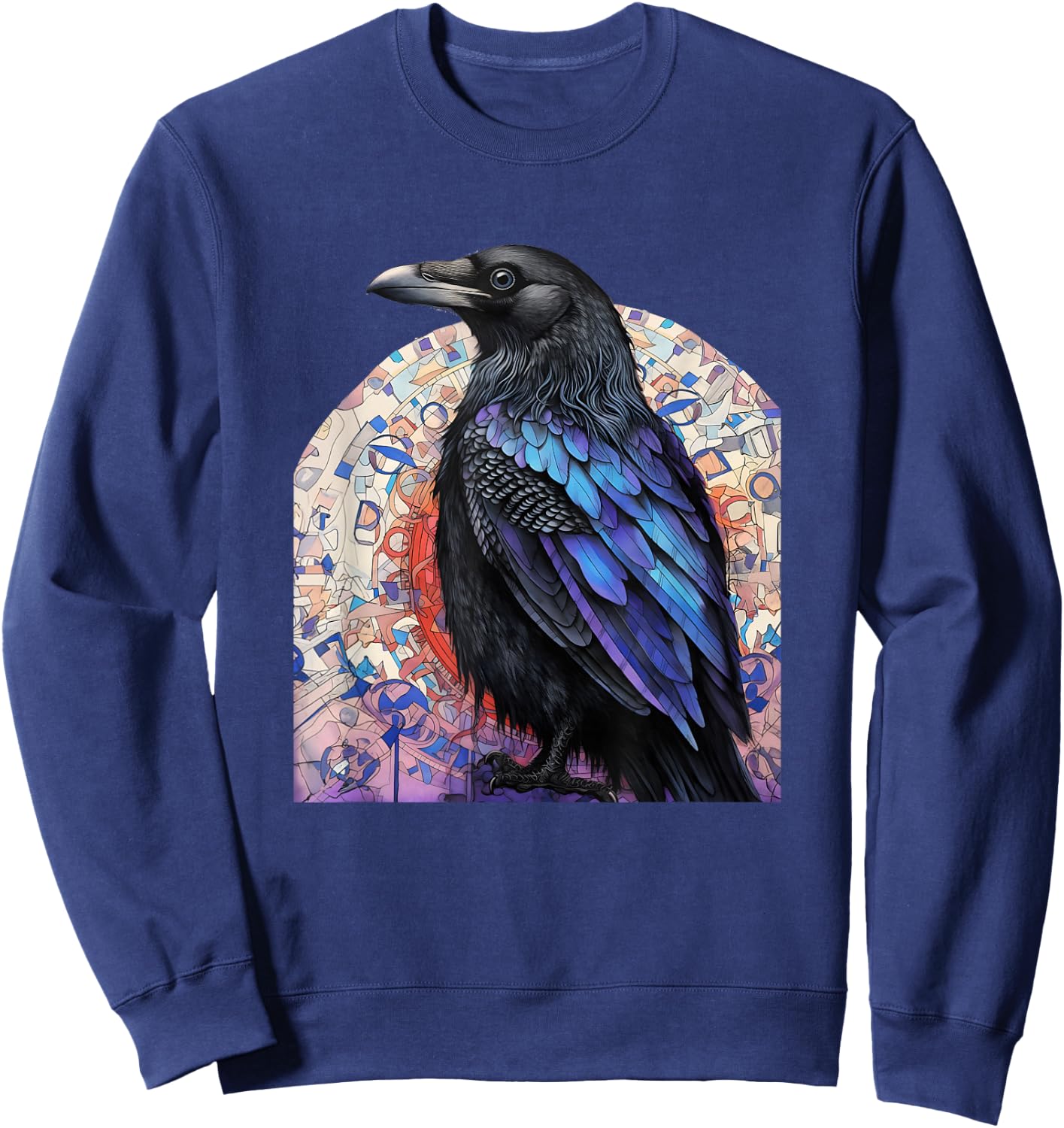 Crow and Raven Bird Lovers Mandala Style Design For Birders Sweatshirt - Sweatshirt | Navy
