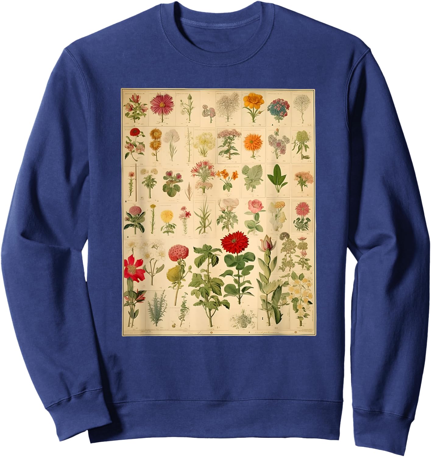 Vintage Floral Botanical Chart Sweatshirt - Sweatshirt | Navy