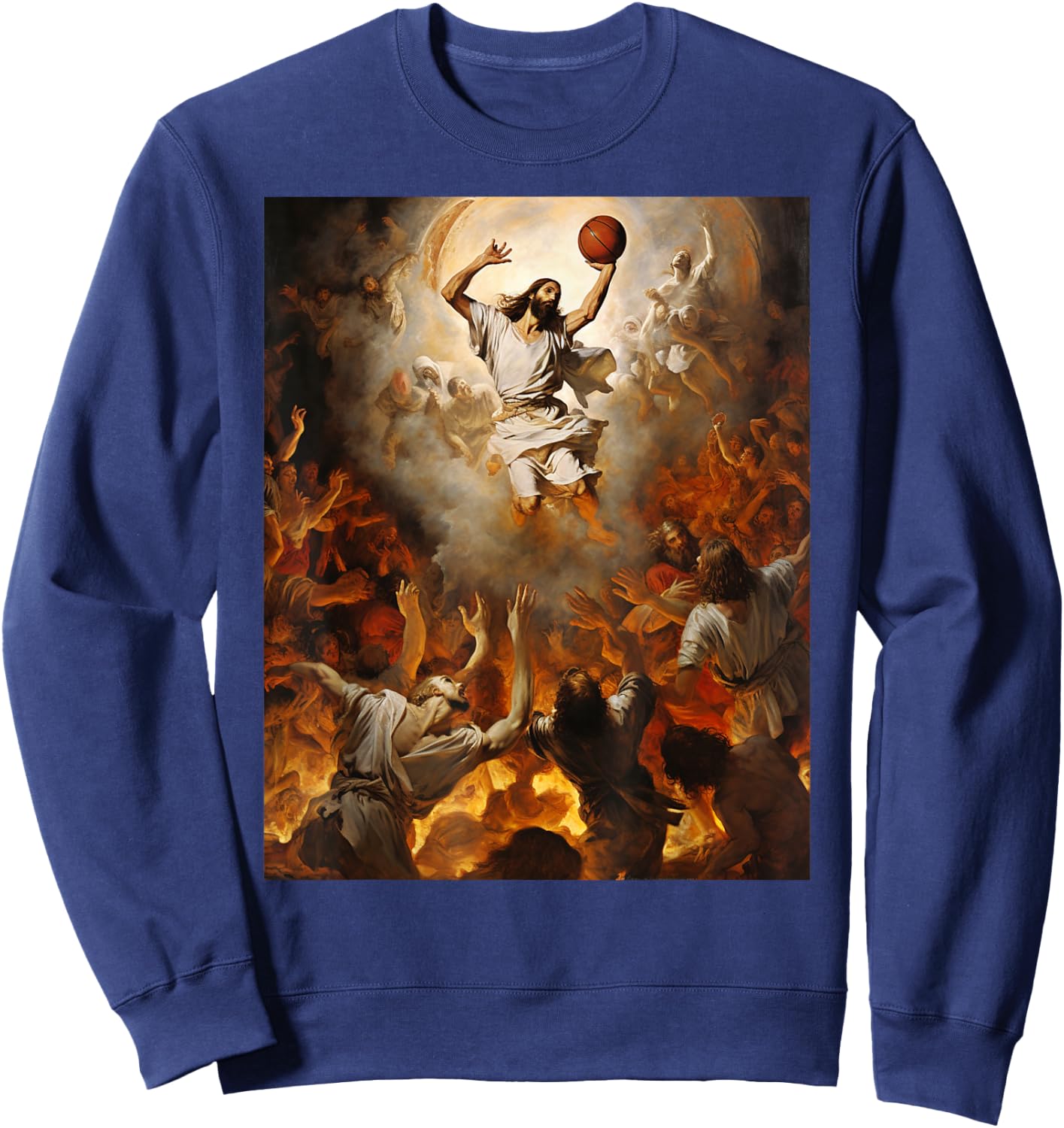 Jesus Playing Basketball Sweatshirt - Sweatshirt | Navy