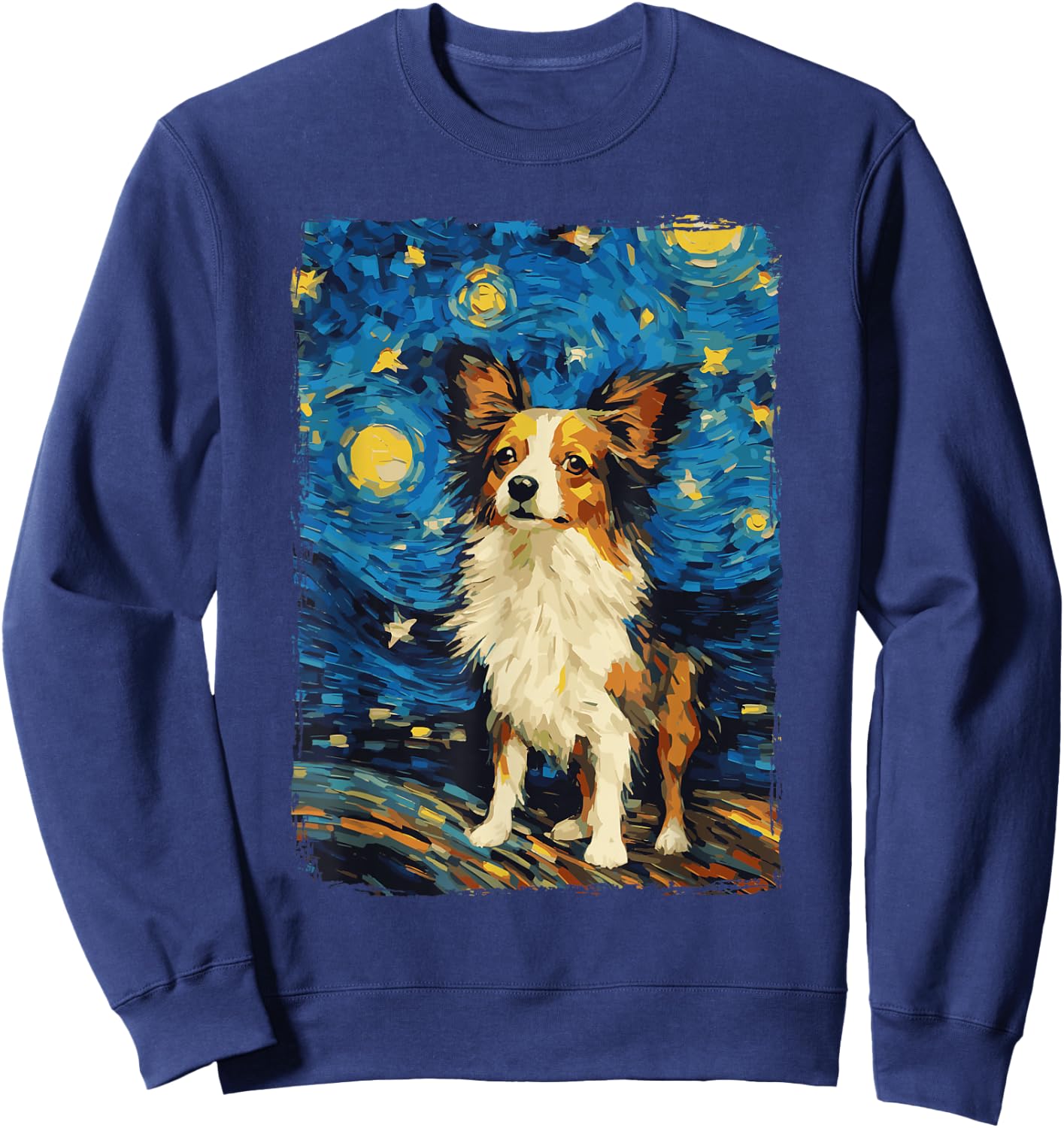 Papillon Dog Starry Night Sweatshirt - Sweatshirt | Navy