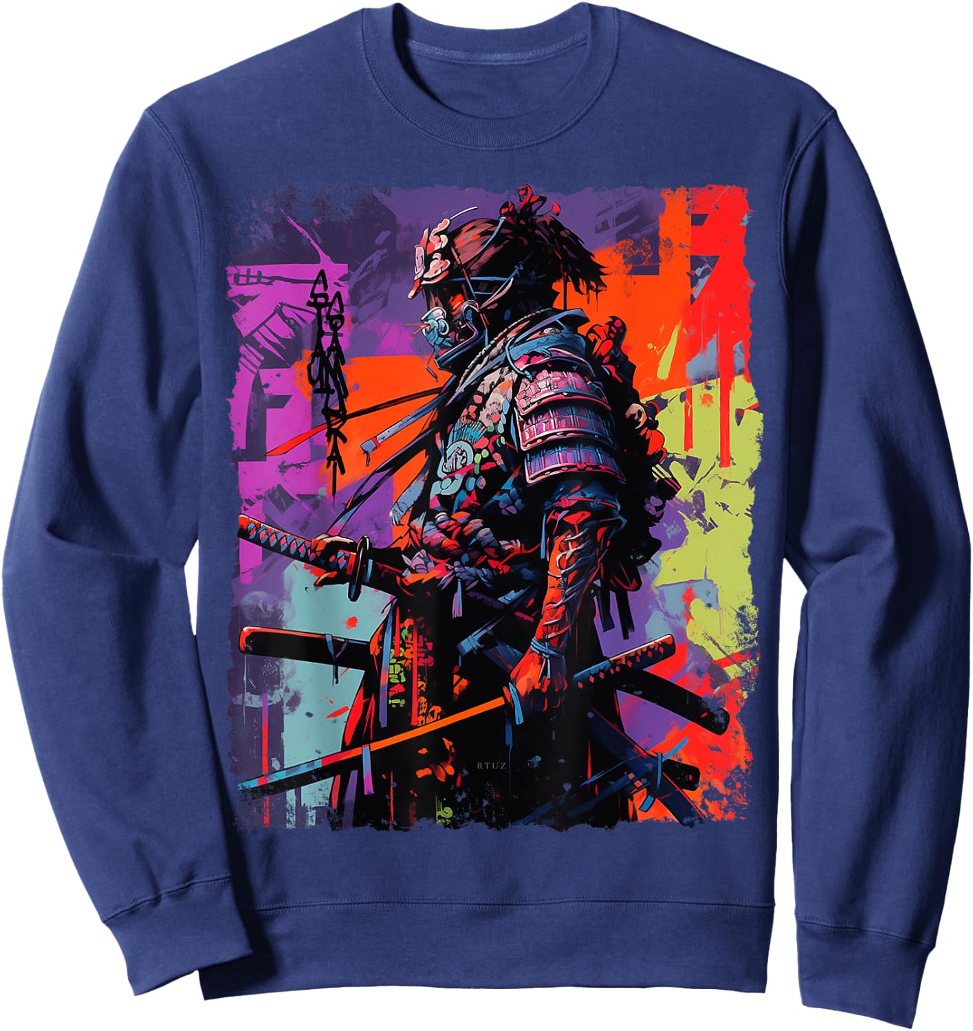 Hip Hop Y2K Vintage Hipster Edgy Urban Streetwear Samurai Sweatshirt - Sweatshirt | Navy