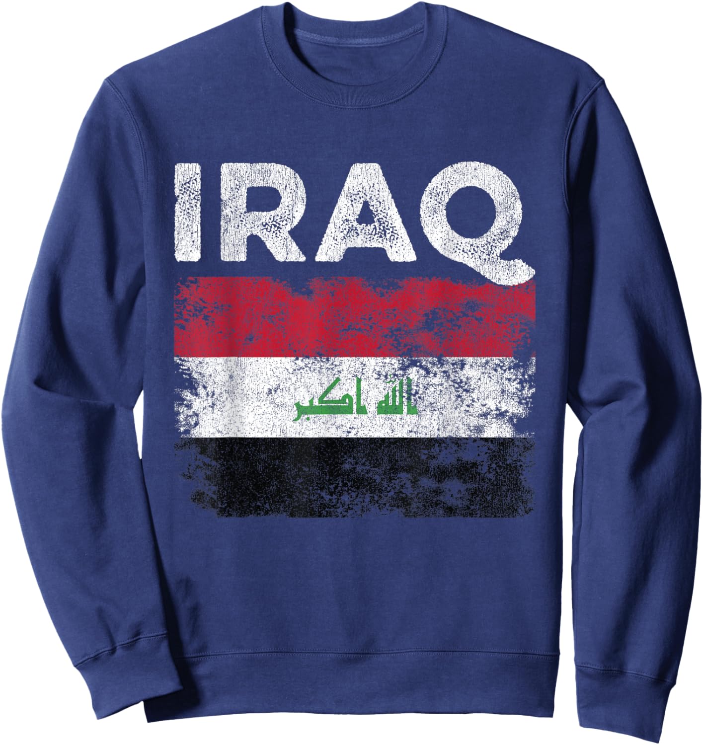 Iraq Flag Distressed - Men Women Kids - Iraqi Flag Sweatshirt - Sweatshirt | Navy