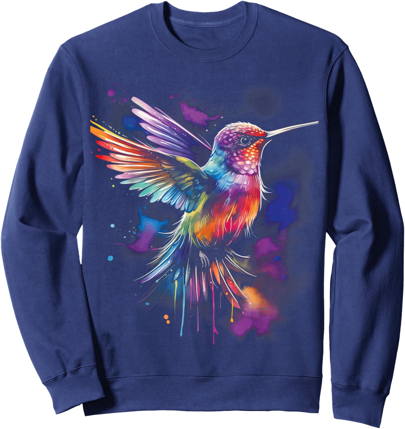 Hummingbird Artwork Bird Birds Sweatshirt - Sweatshirt | Navy