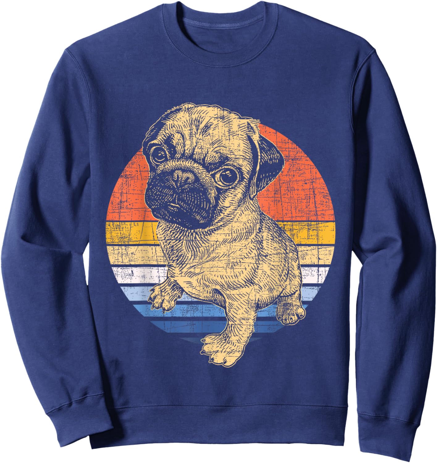 Retro Vintage Pug - Dog Lover Puppy Pet Trainer Breeder Sweatshirt - Sweatshirt | Navy